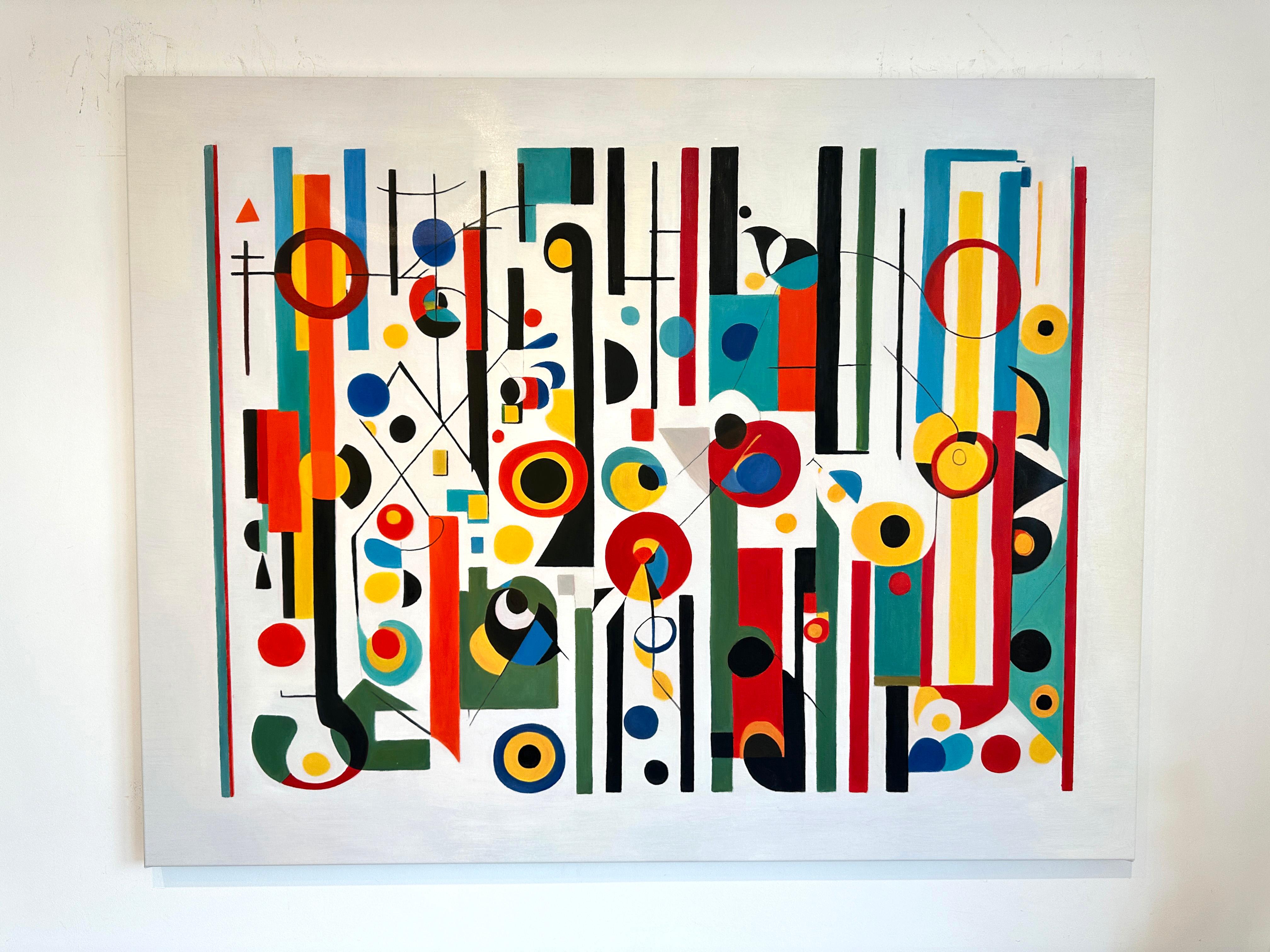 Lilly Muth's geometric abstractions are colourful works full figures that of space such as the distance, shape, size, and relative position of figures. Her use of colour is bold yet contemporary and her works are defined by clear lines and the