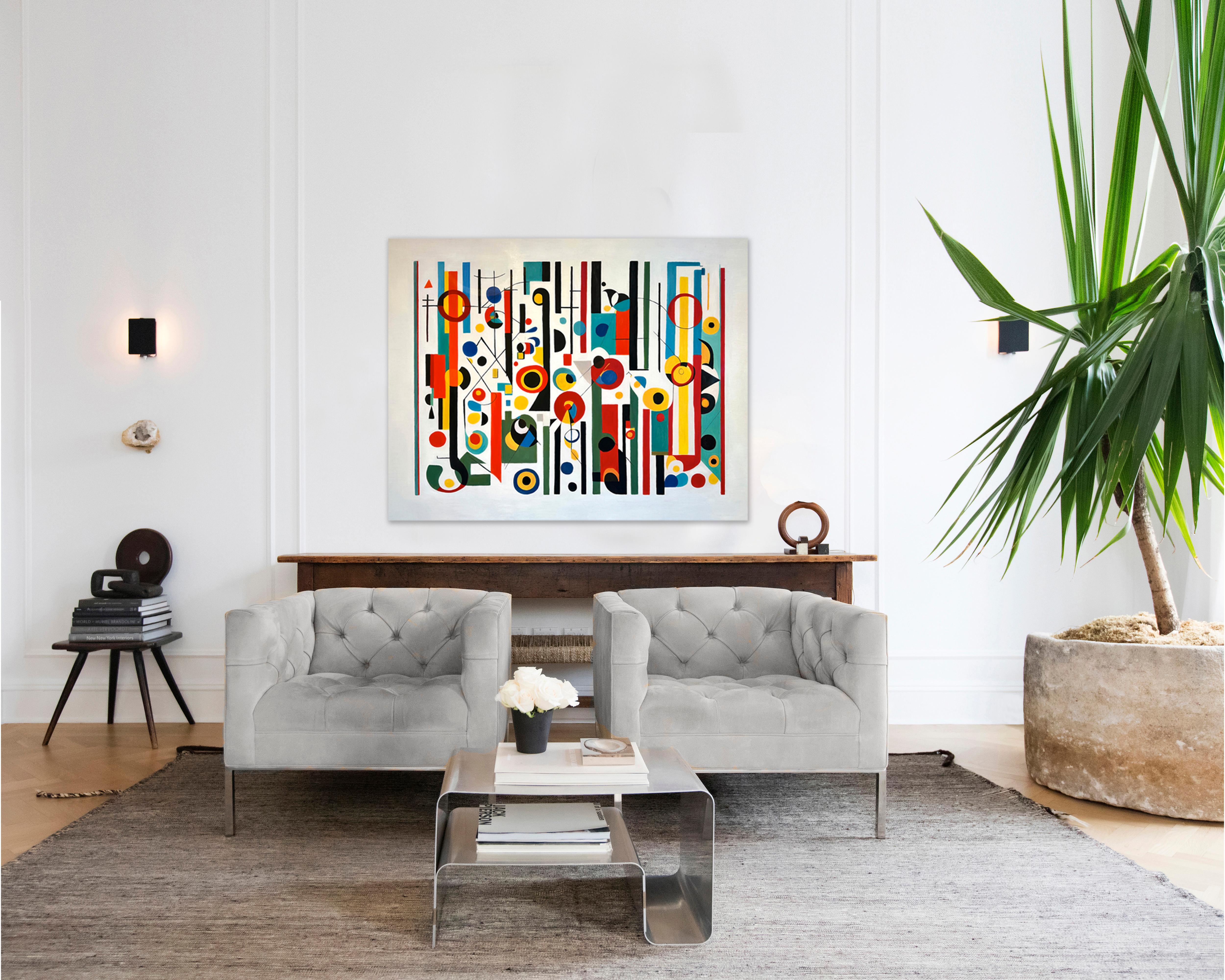 Dancing our Dance Muth - Contemporary geometric abstraction - Oil Painting For Sale 1