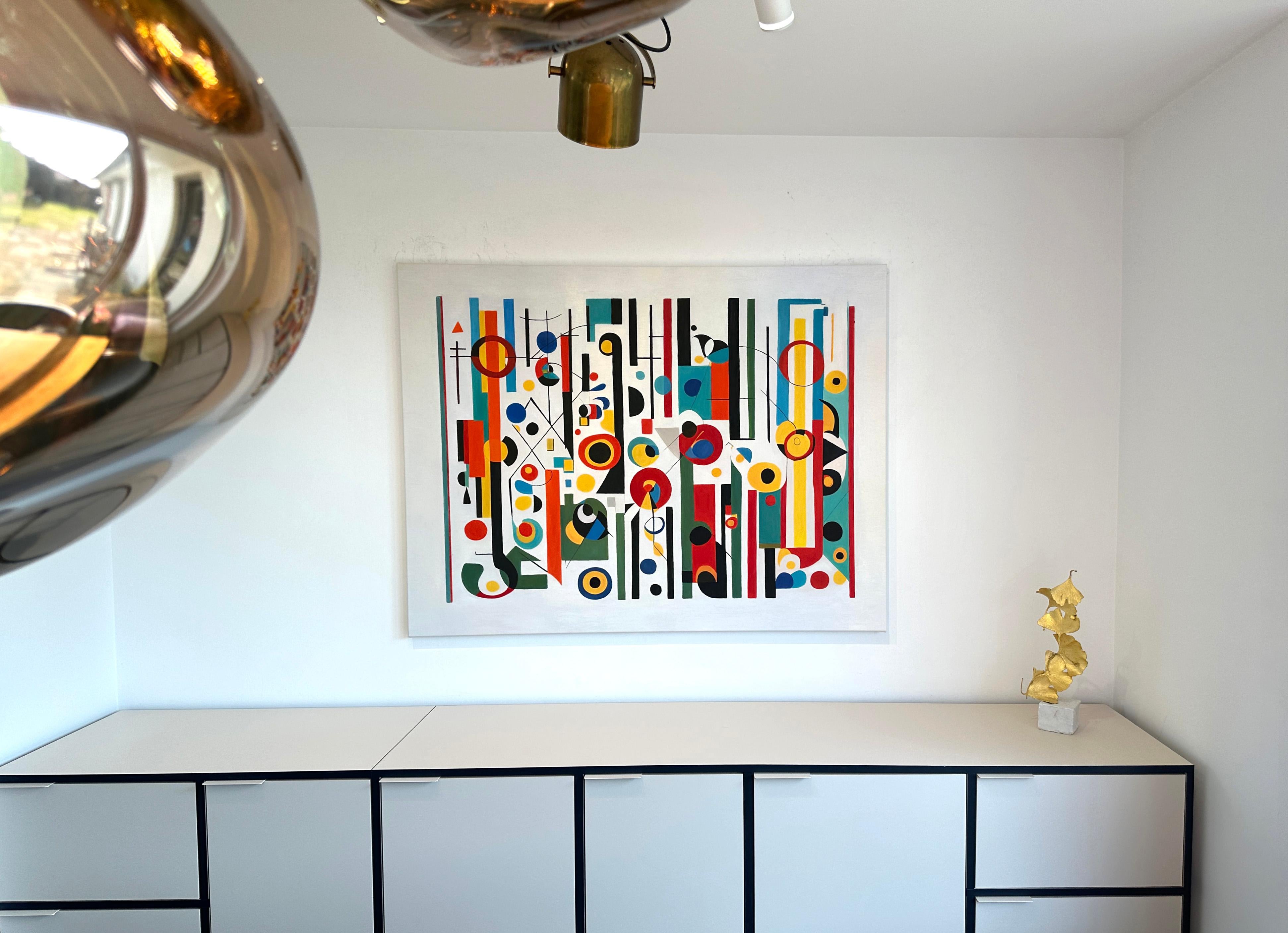 Dancing our Dance Muth - Contemporary geometric abstraction - Oil Painting For Sale 3