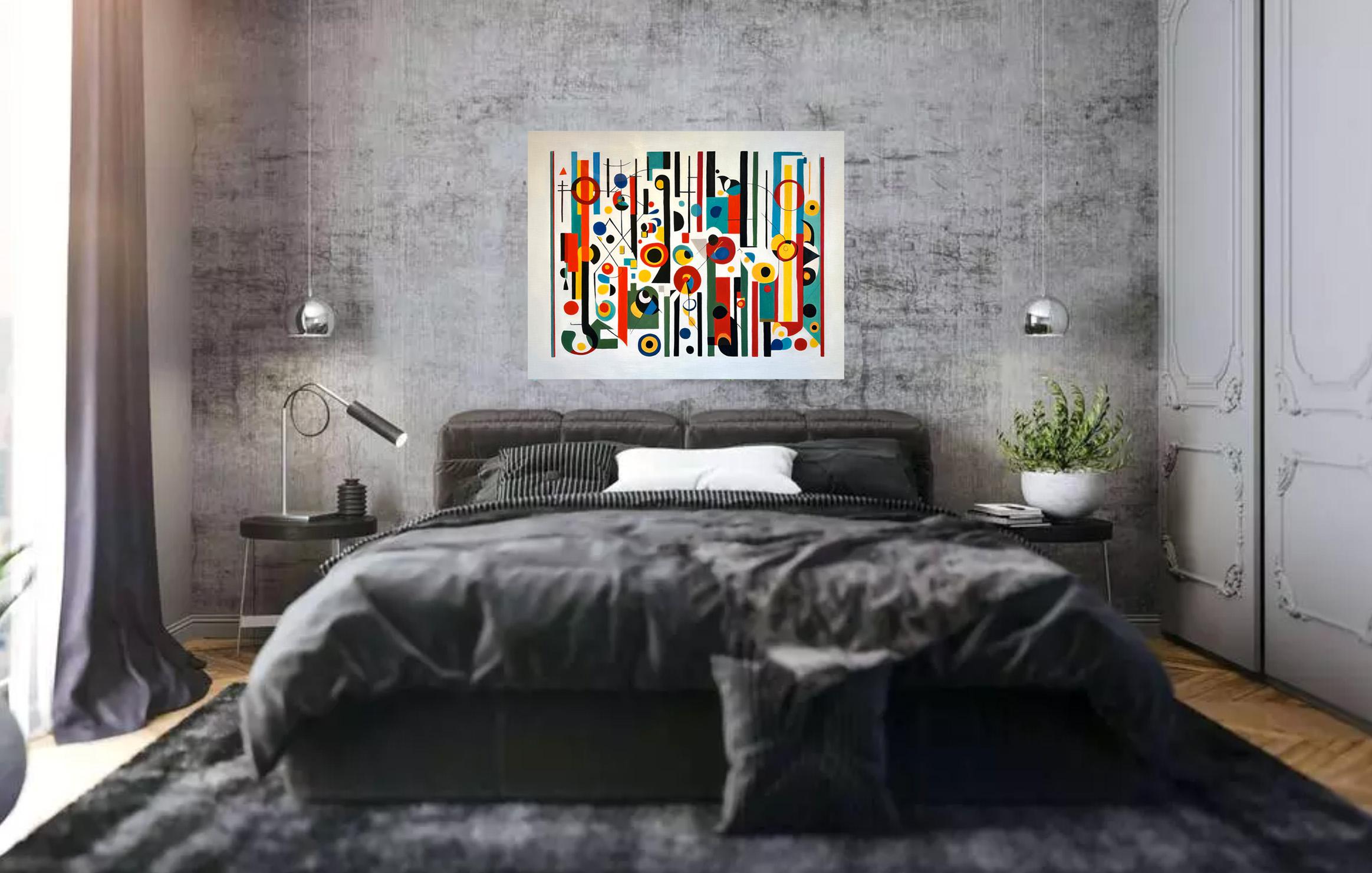 Dancing our Dance Muth - Contemporary geometric abstraction - Oil Painting For Sale 5