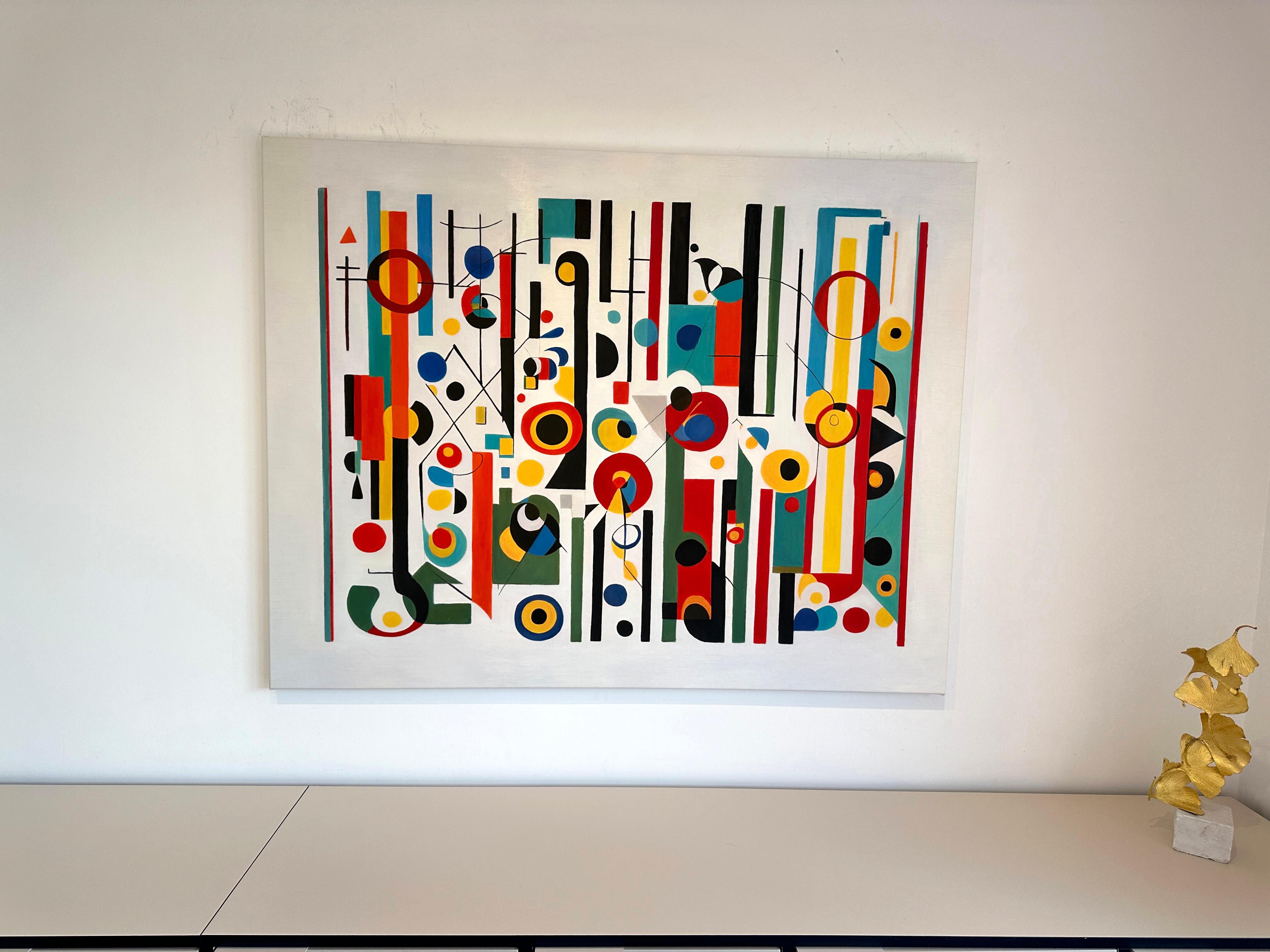 Dancing our Dance Muth - Contemporary geometric abstraction - Oil Painting For Sale 7