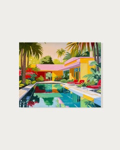 Days that melted into each other - Contemporary Architecture House Oil Painting