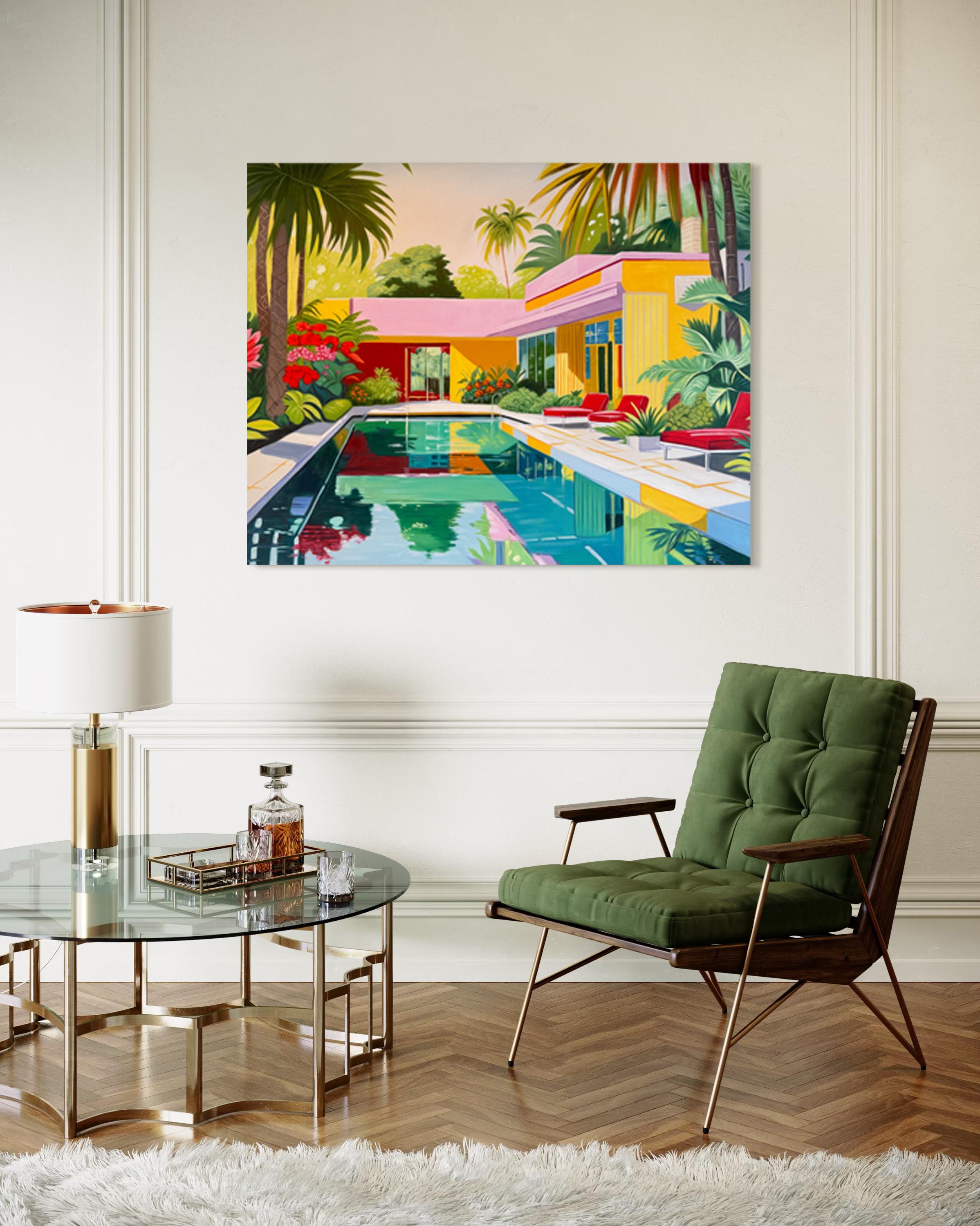 Days that melted into each other - Contemporary Architecture House Oil Painting For Sale 2