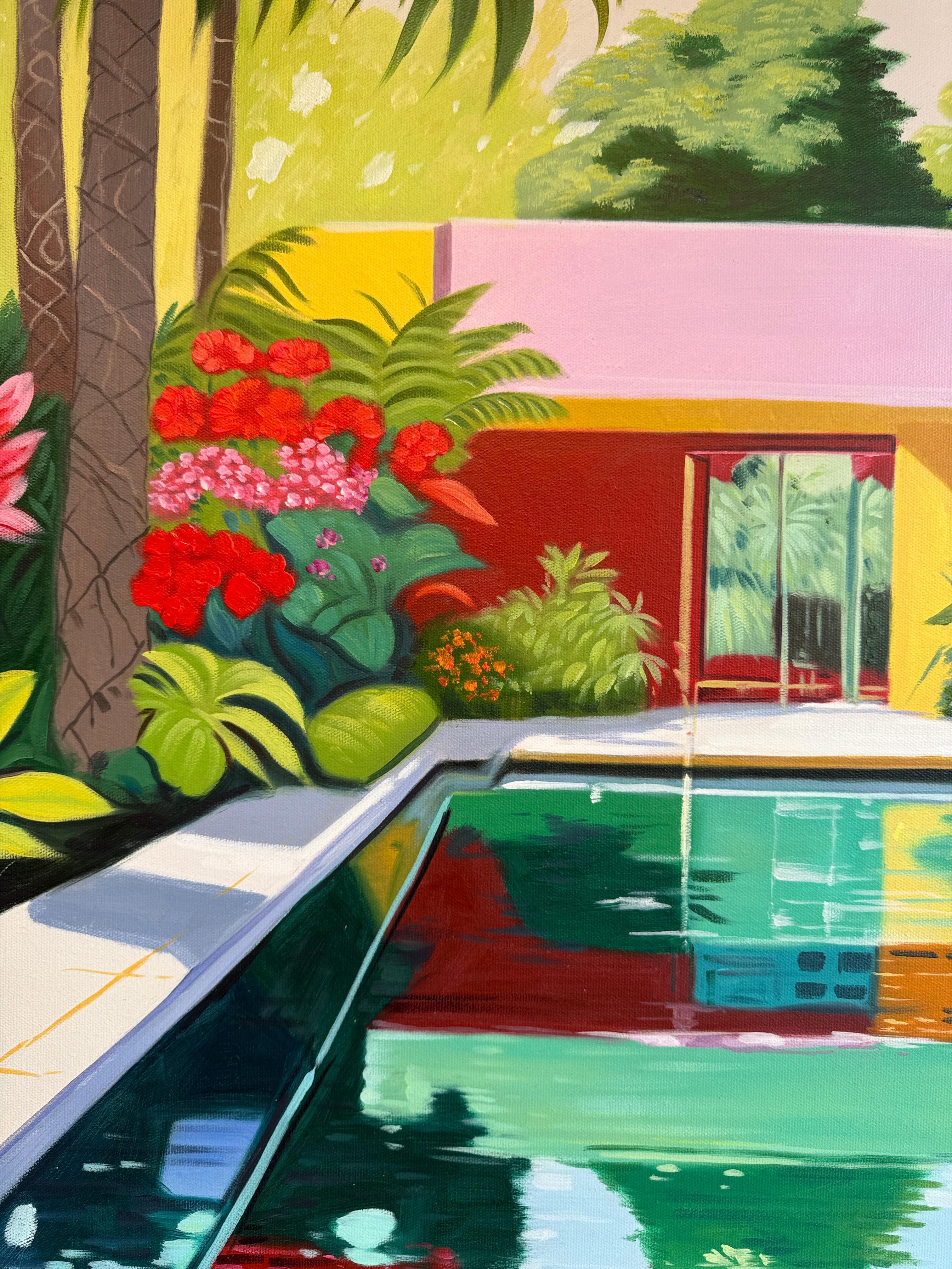 Days that melted into each other - Contemporary Architecture House Oil Painting For Sale 3