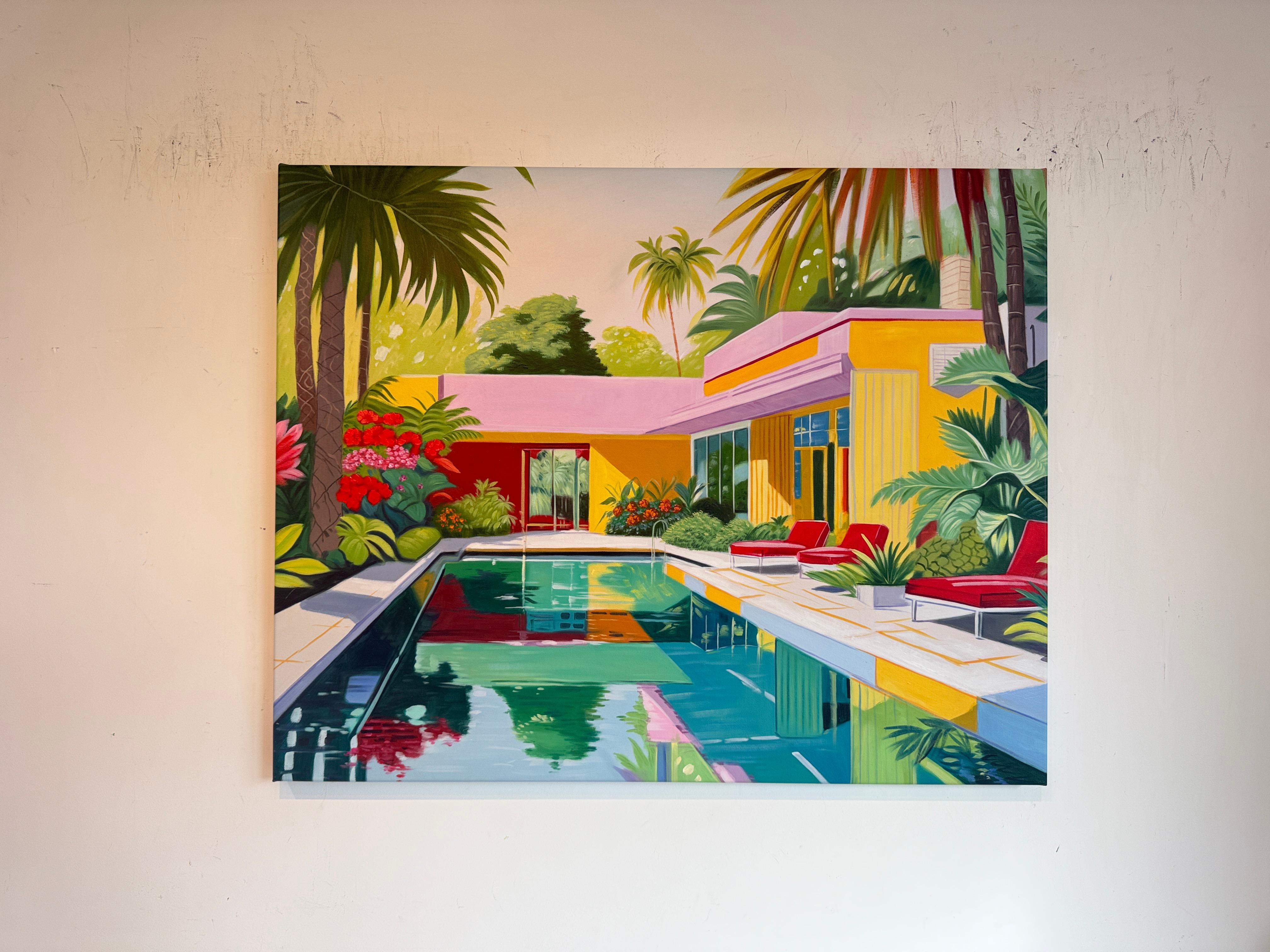 Days that melted into each other - Contemporary Architecture House Oil Painting For Sale 5