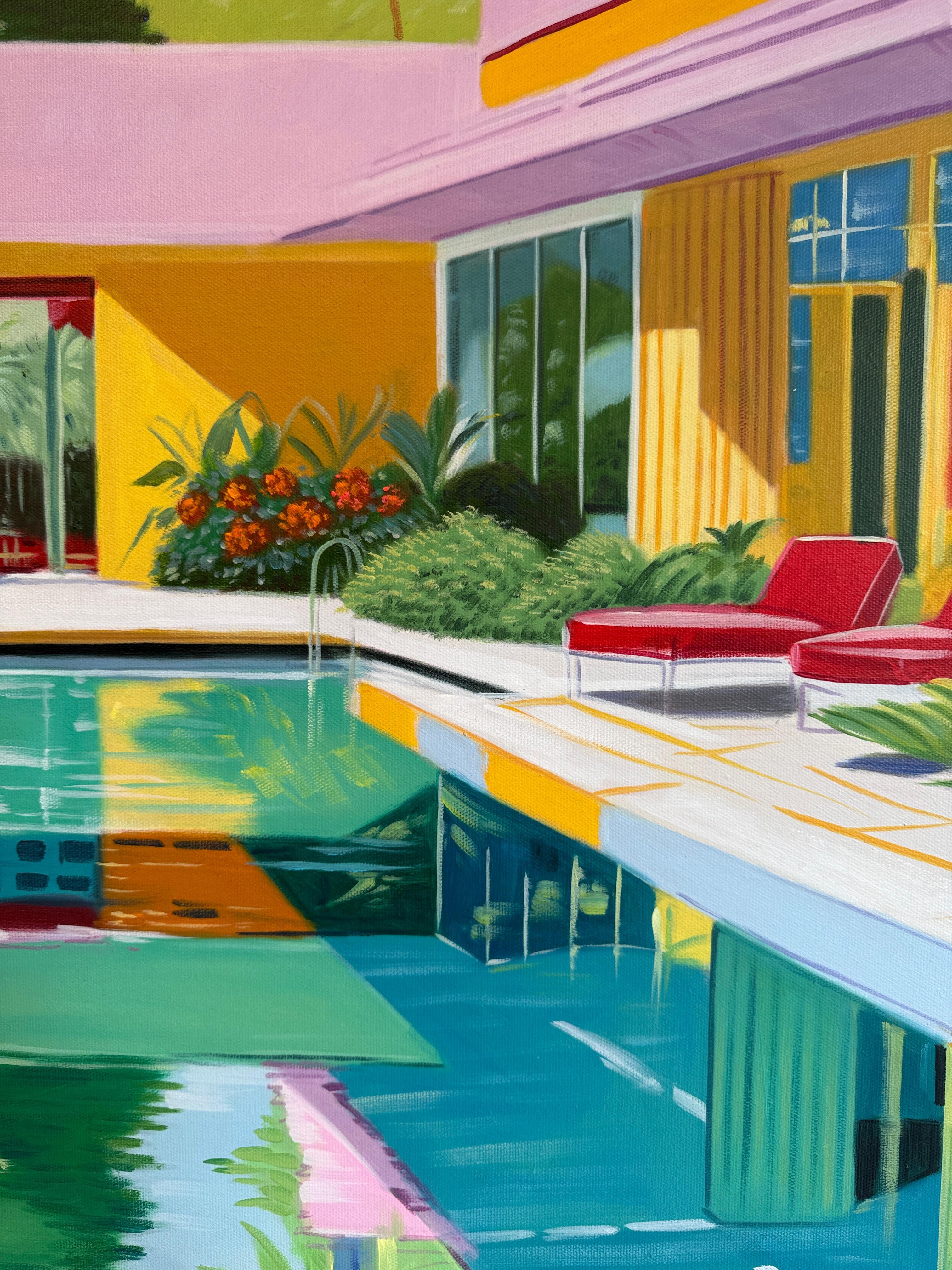 Days that melted into each other - Contemporary Architecture House Oil Painting For Sale 6