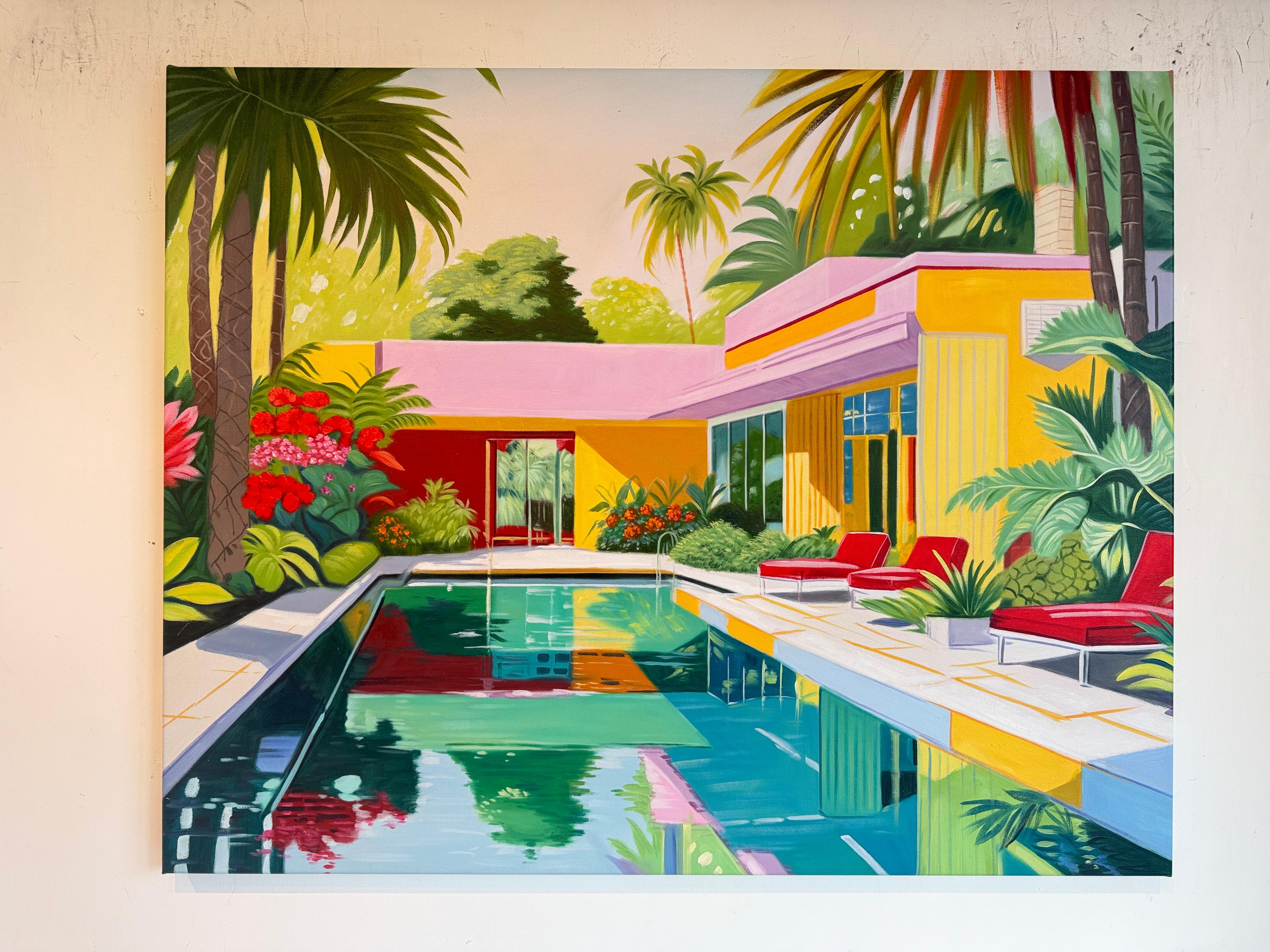 Days that melted into each other - Contemporary Architecture House Oil Painting For Sale 7