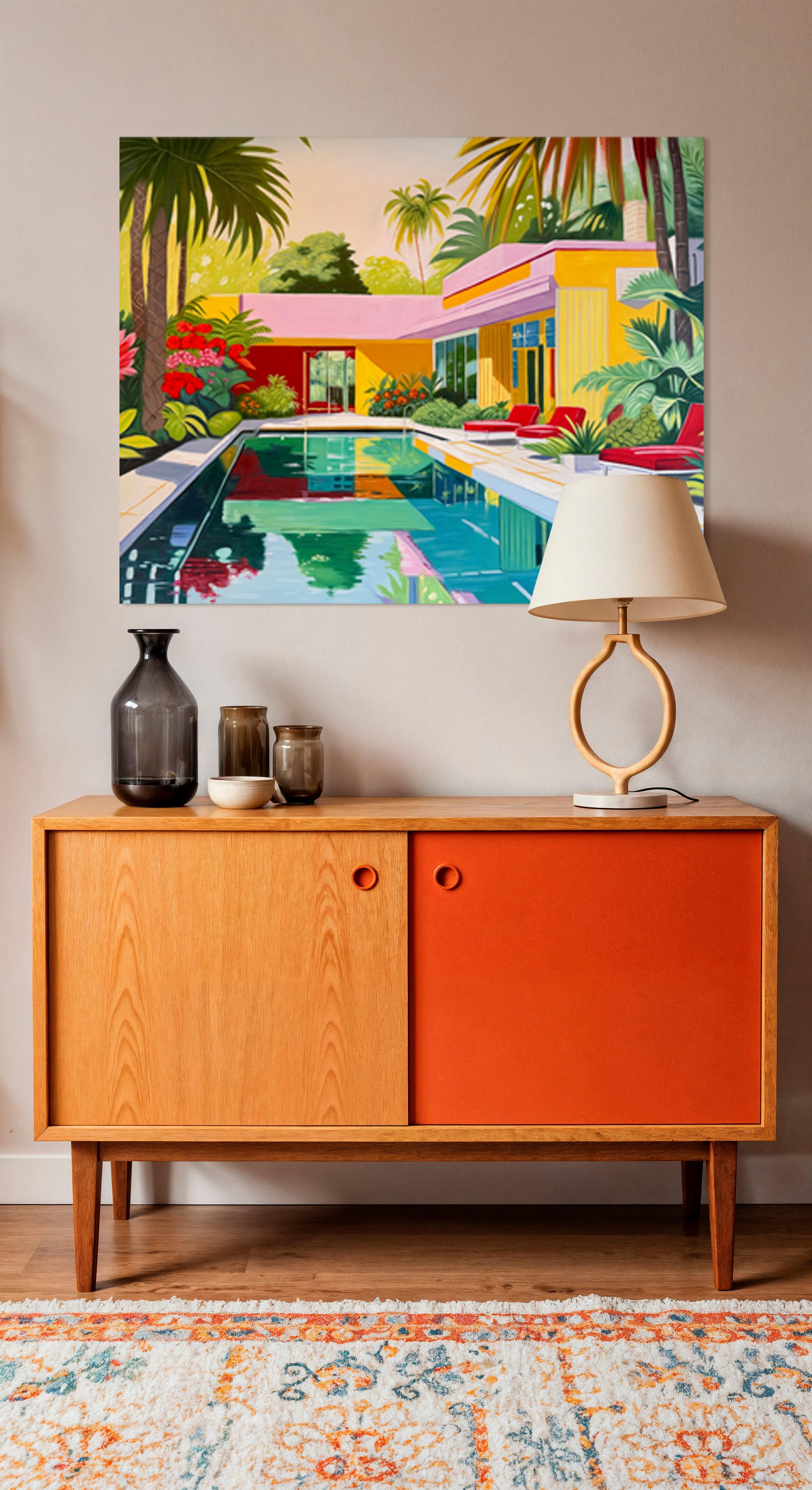 Days that melted into each other - Contemporary Architecture House Oil Painting For Sale 8