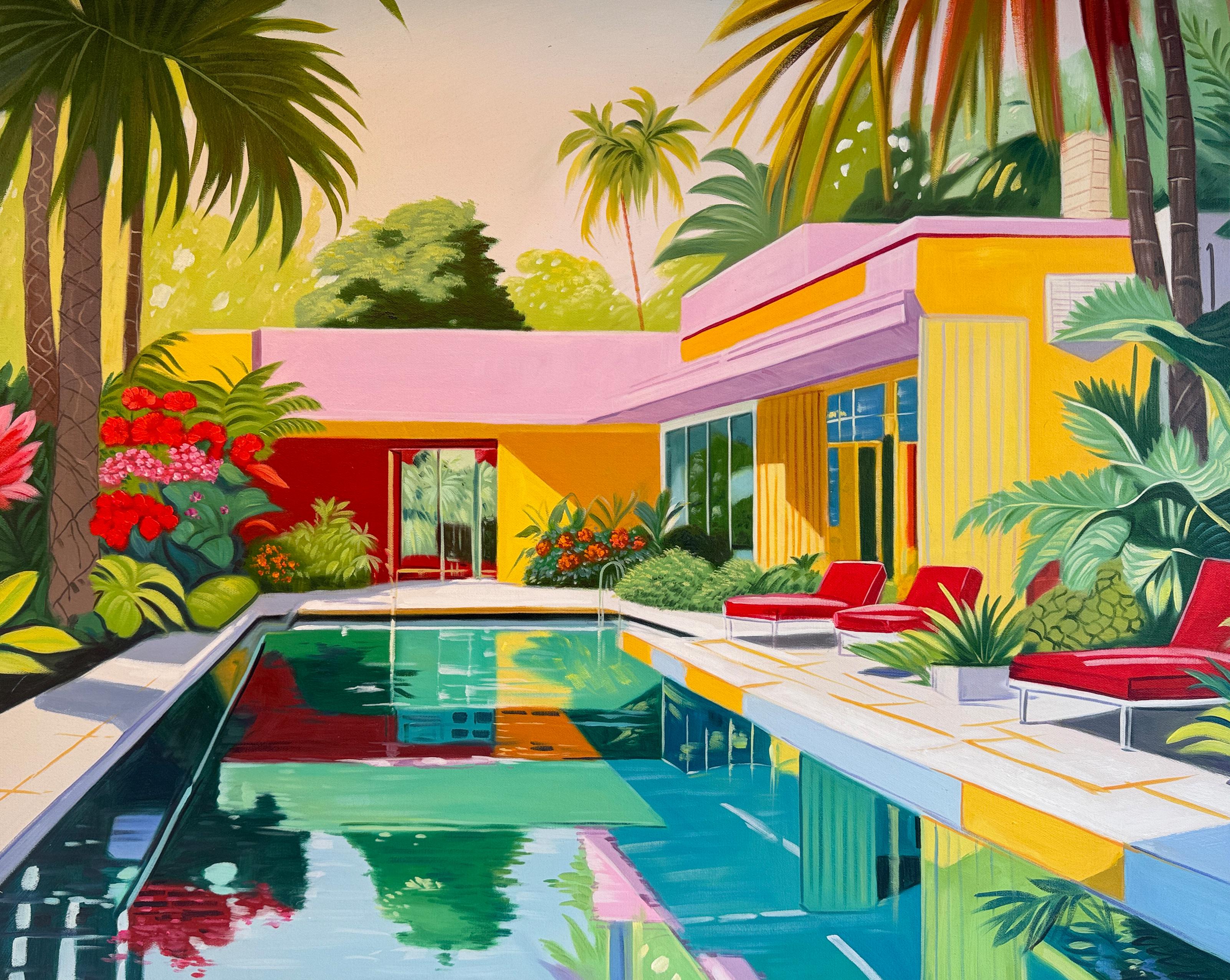 Days that melted into each other - Contemporary Architecture House Oil Painting