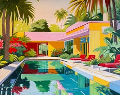 Days that melted into each other - Contemporary Architecture House Oil Painting