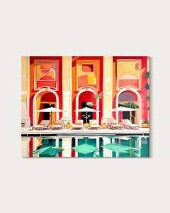 Drifting Between Light and Love - Contemporary Pool House Oil Painting
