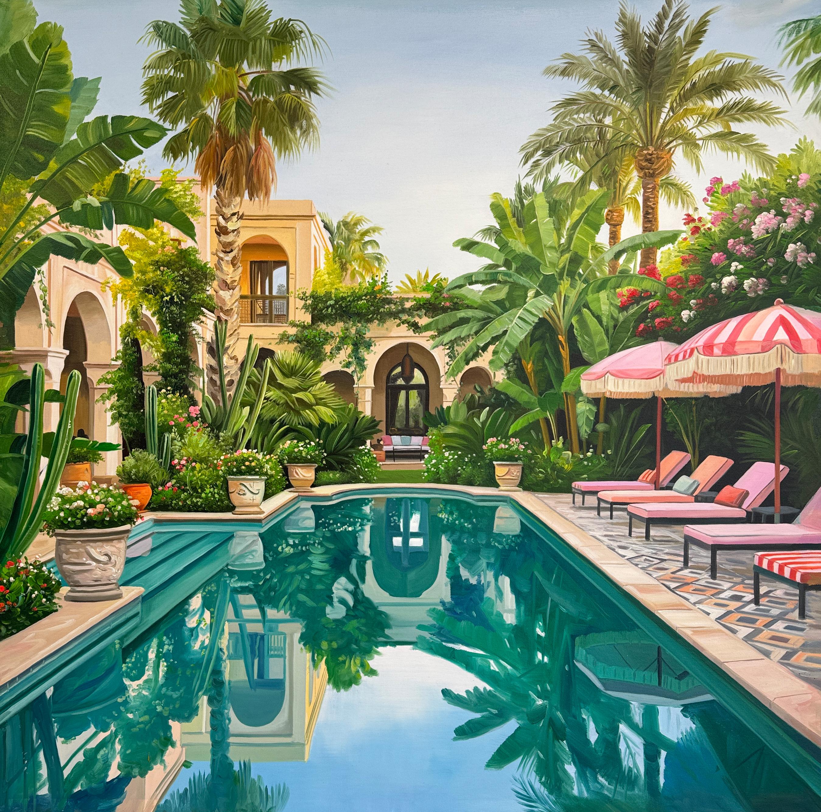 Every journey led to you Contemporary Architecture pool House Oil Painting