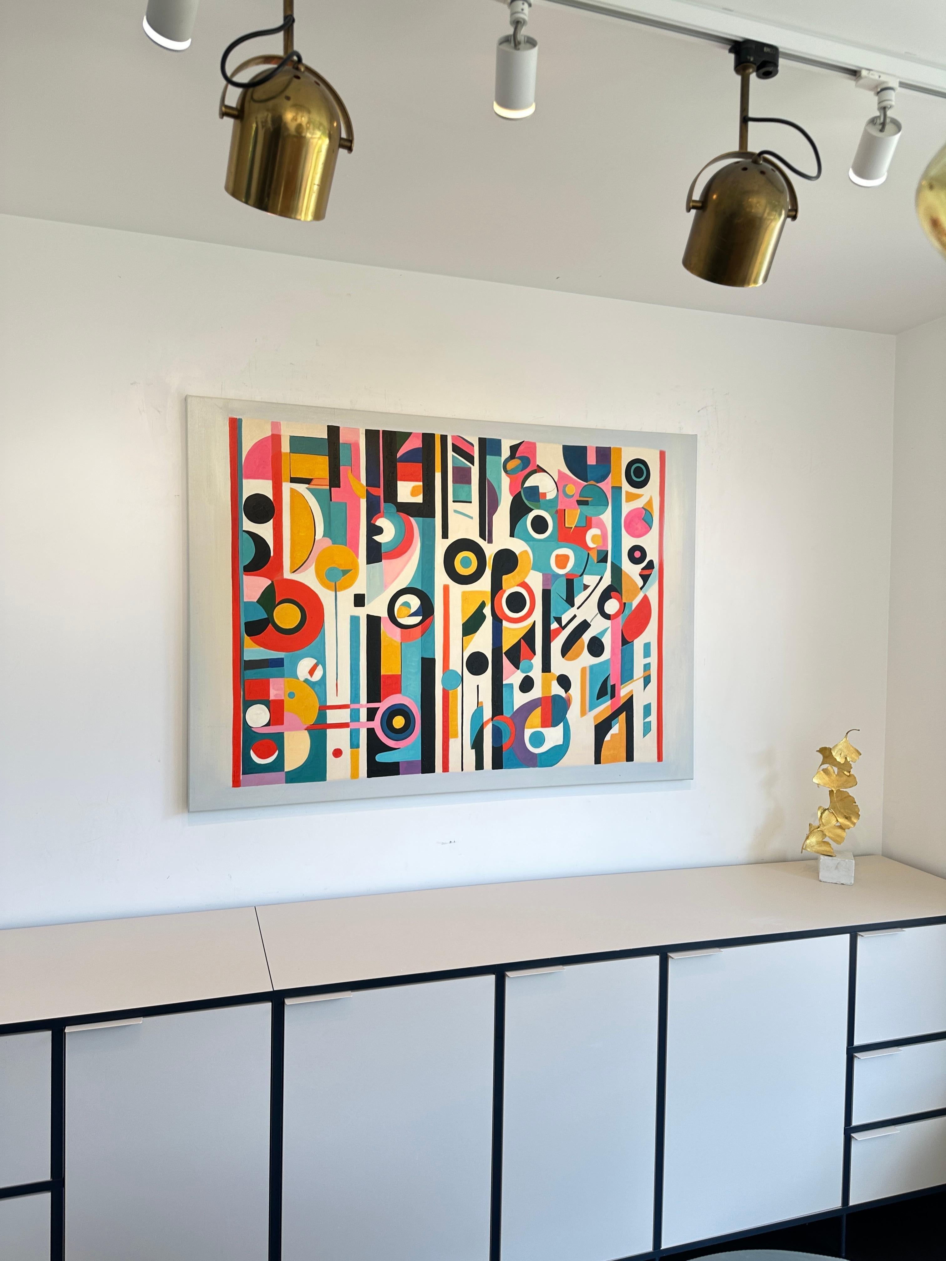 Trovare il tuo abbraccio - Astrazione geometrica contemporanea - Pittura ad olio in vendita 2