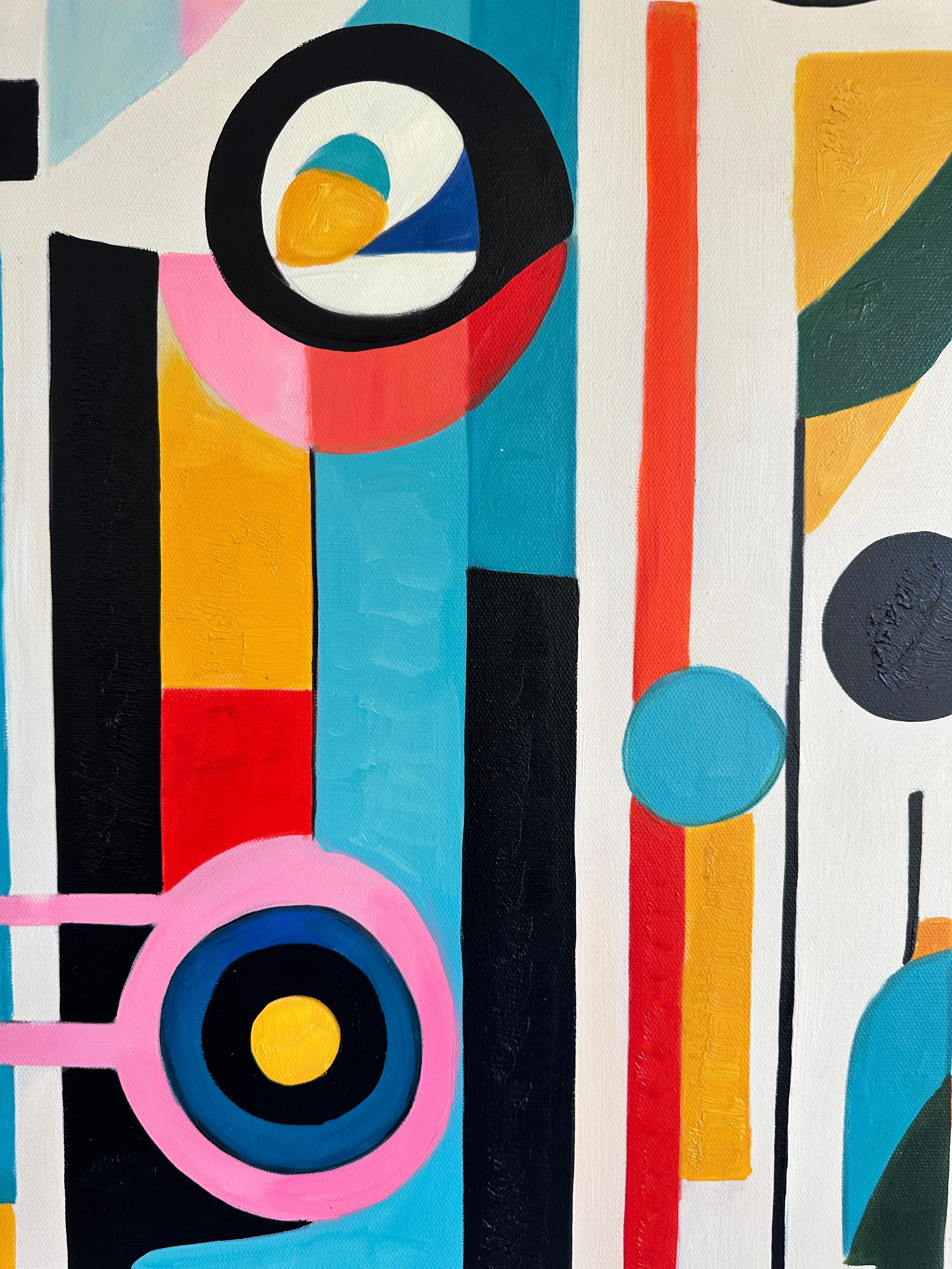 Trovare il tuo abbraccio - Astrazione geometrica contemporanea - Pittura ad olio in vendita 3