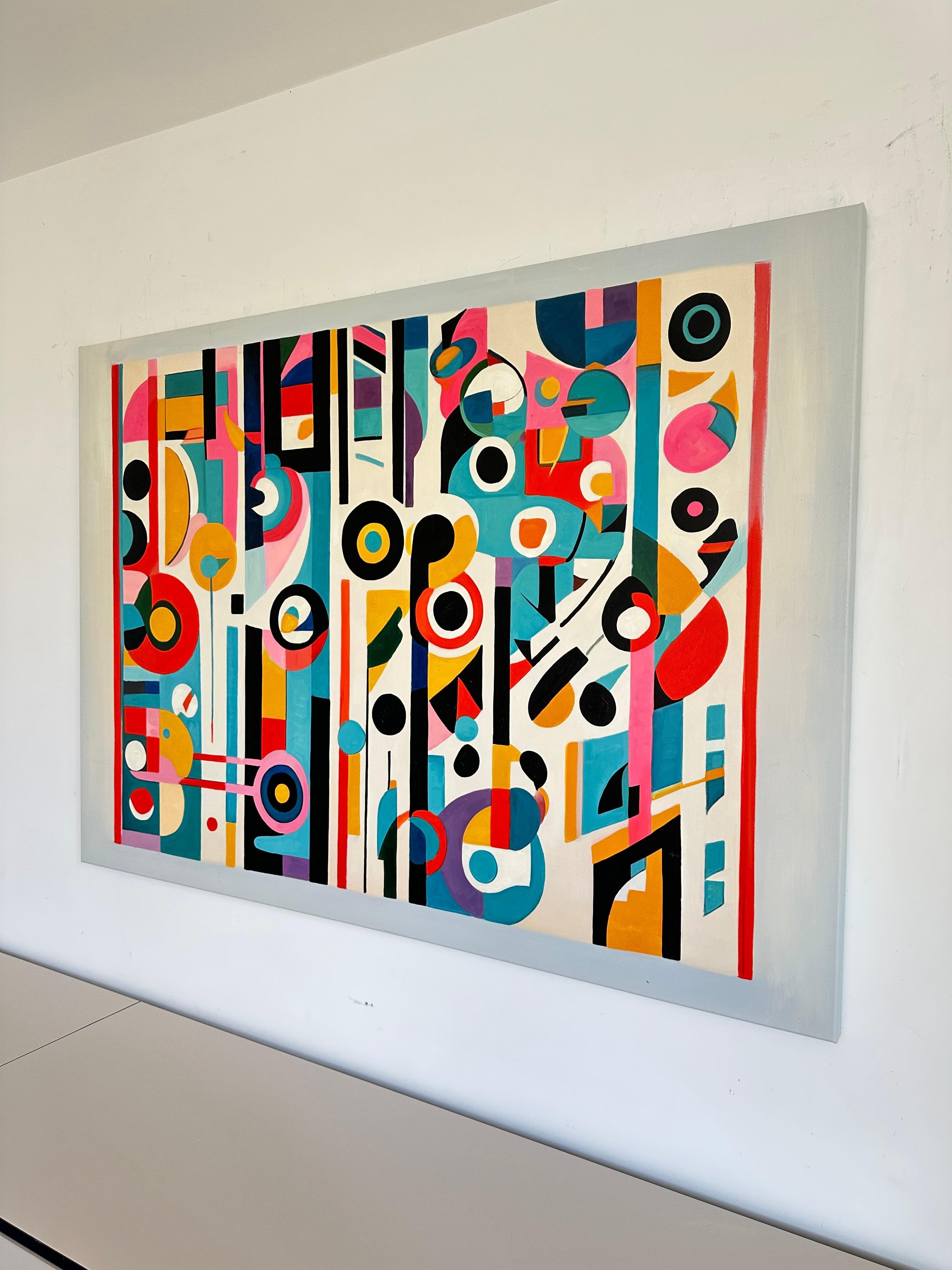Trovare il tuo abbraccio - Astrazione geometrica contemporanea - Pittura ad olio in vendita 4