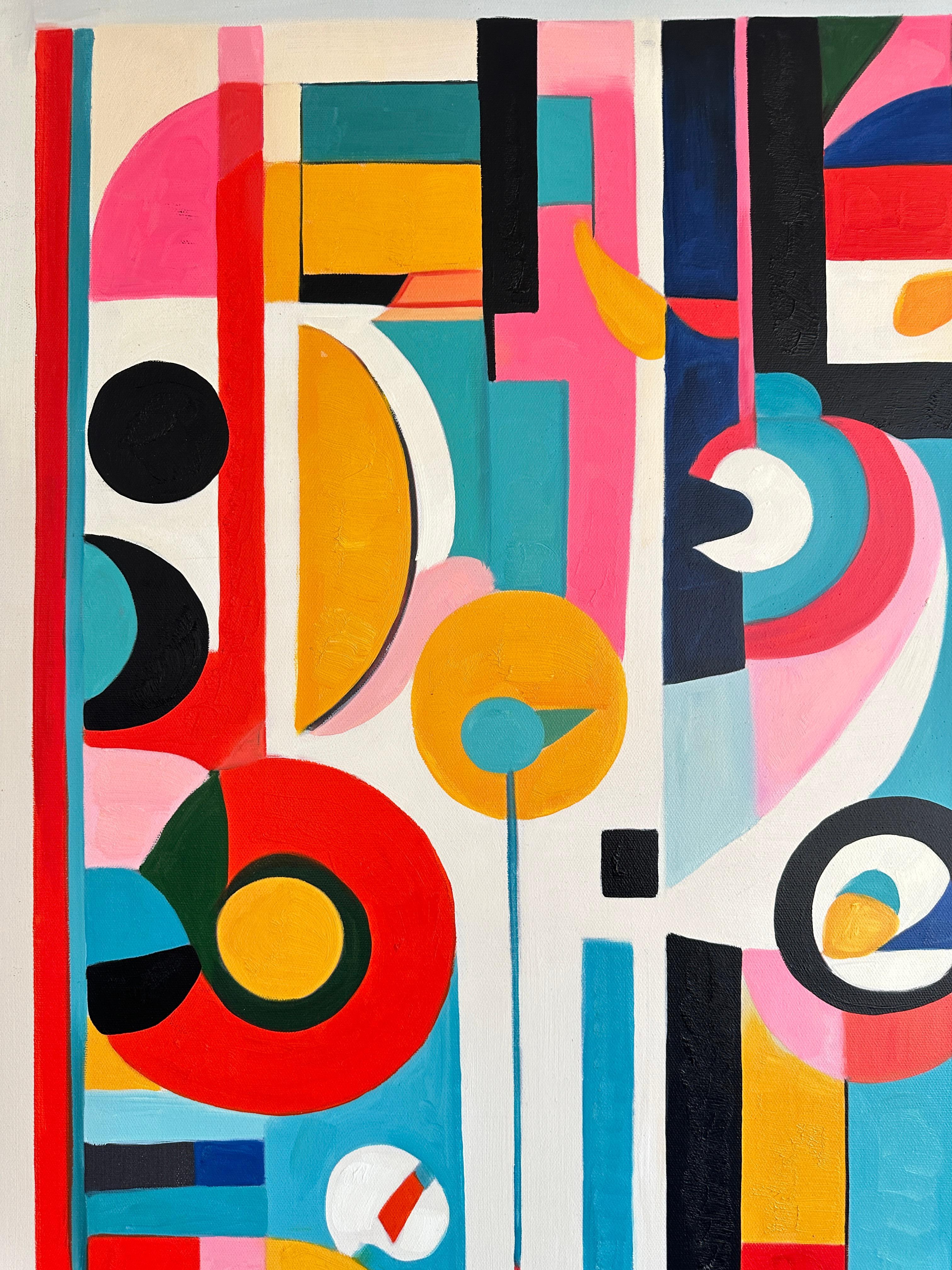 Trovare il tuo abbraccio - Astrazione geometrica contemporanea - Pittura ad olio in vendita 5