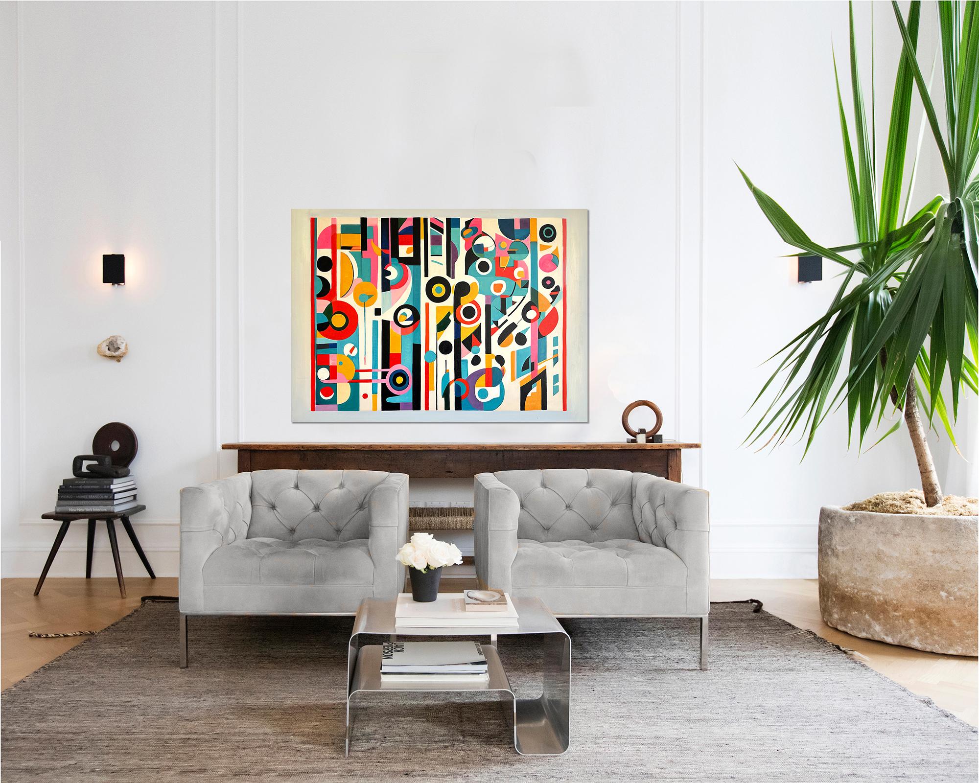 Trovare il tuo abbraccio - Astrazione geometrica contemporanea - Pittura ad olio in vendita 6