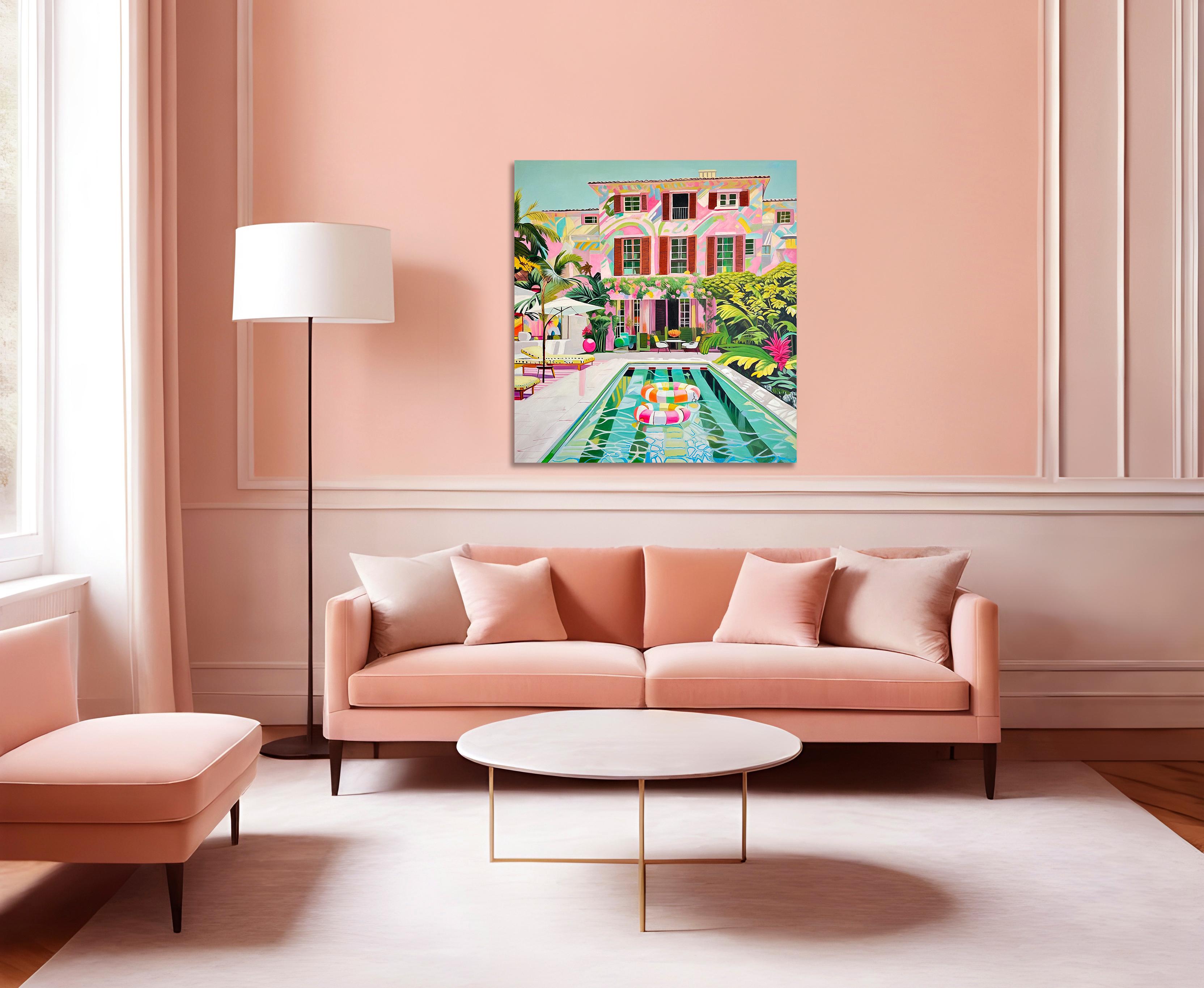 Innamorato in caduta libera - Pittura ad olio di architettura contemporanea 6