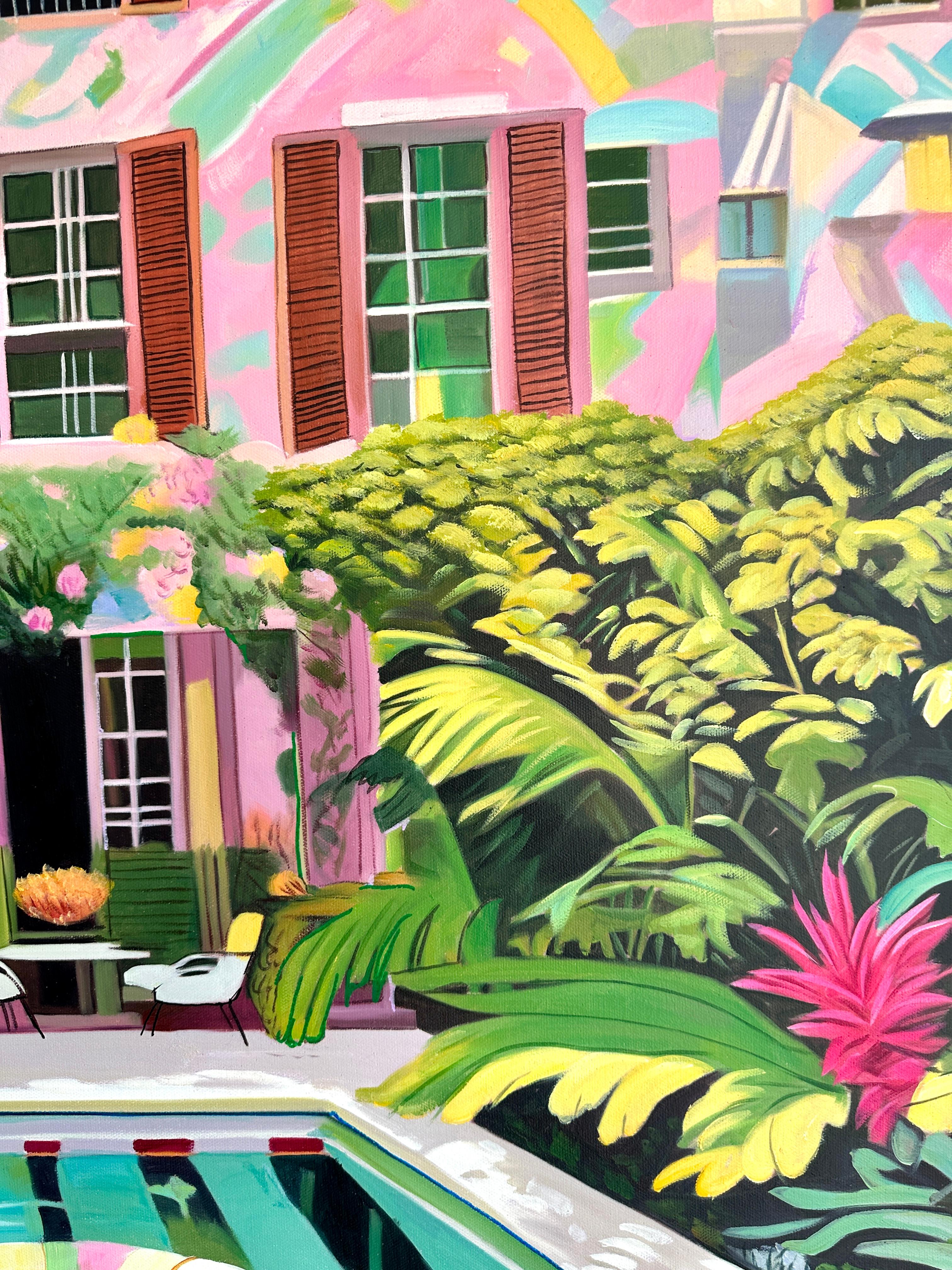 Innamorato in caduta libera - Pittura ad olio di architettura contemporanea 7