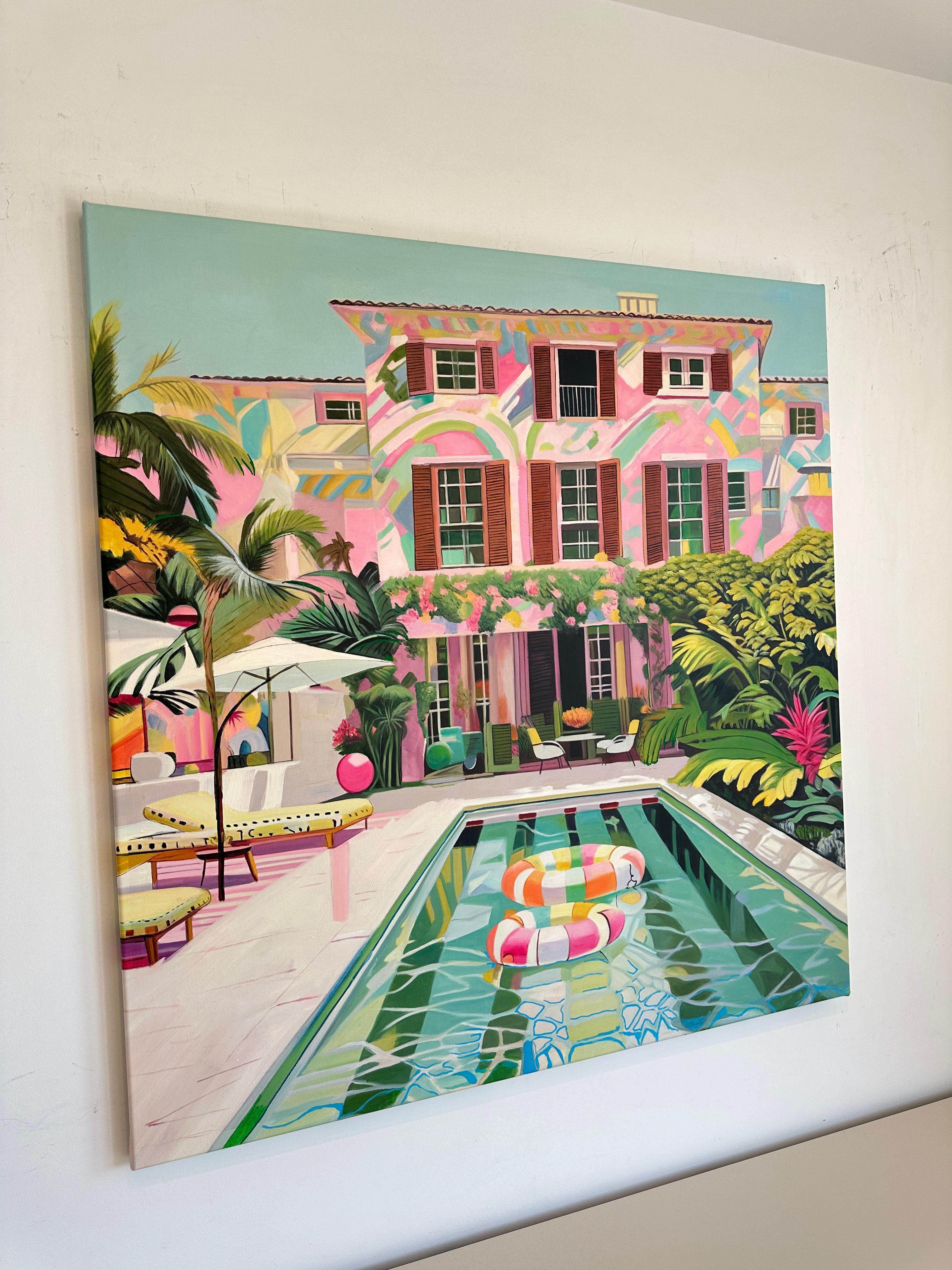 Innamorato in caduta libera - Pittura ad olio di architettura contemporanea 10