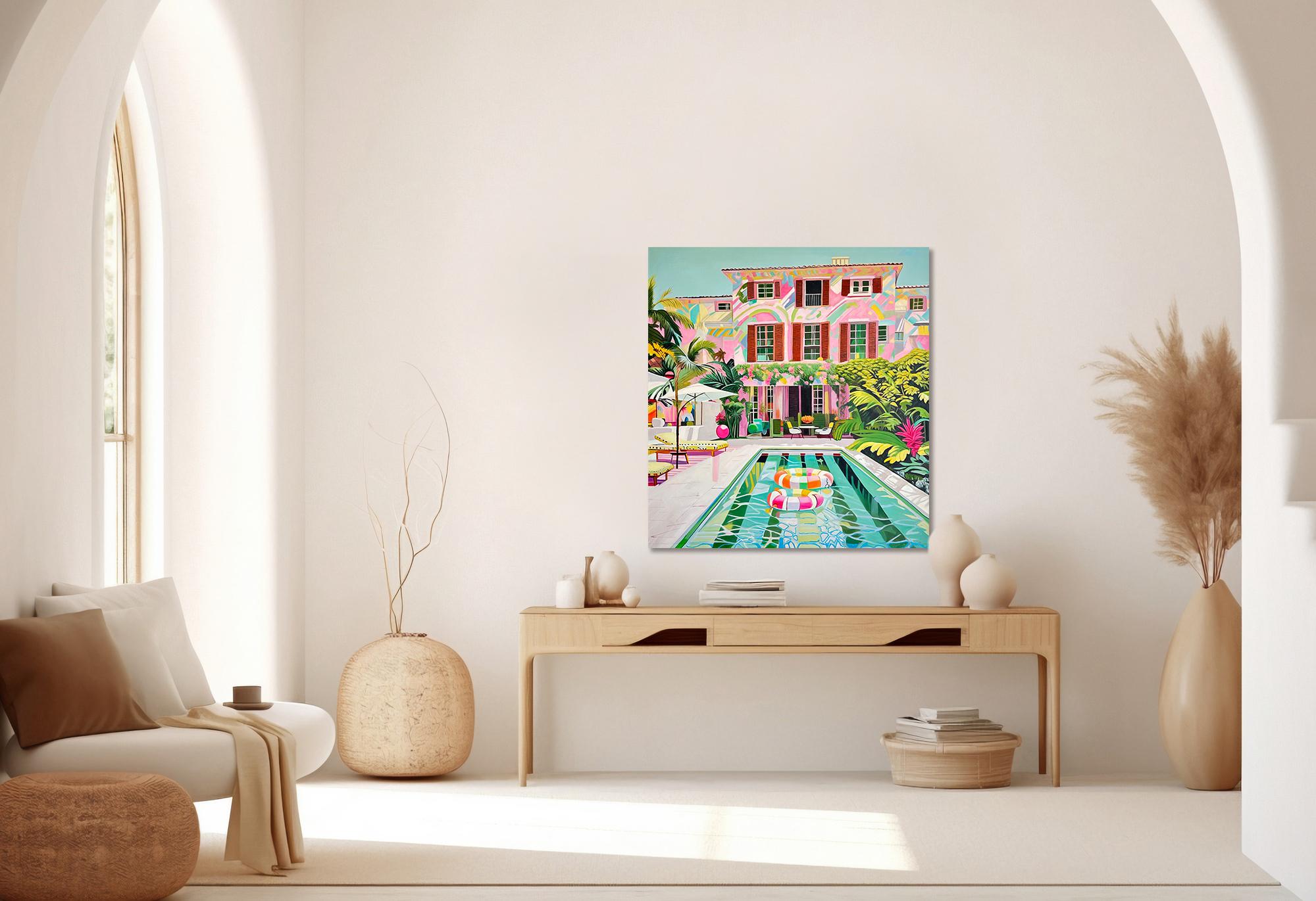 Innamorato in caduta libera - Pittura ad olio di architettura contemporanea 11