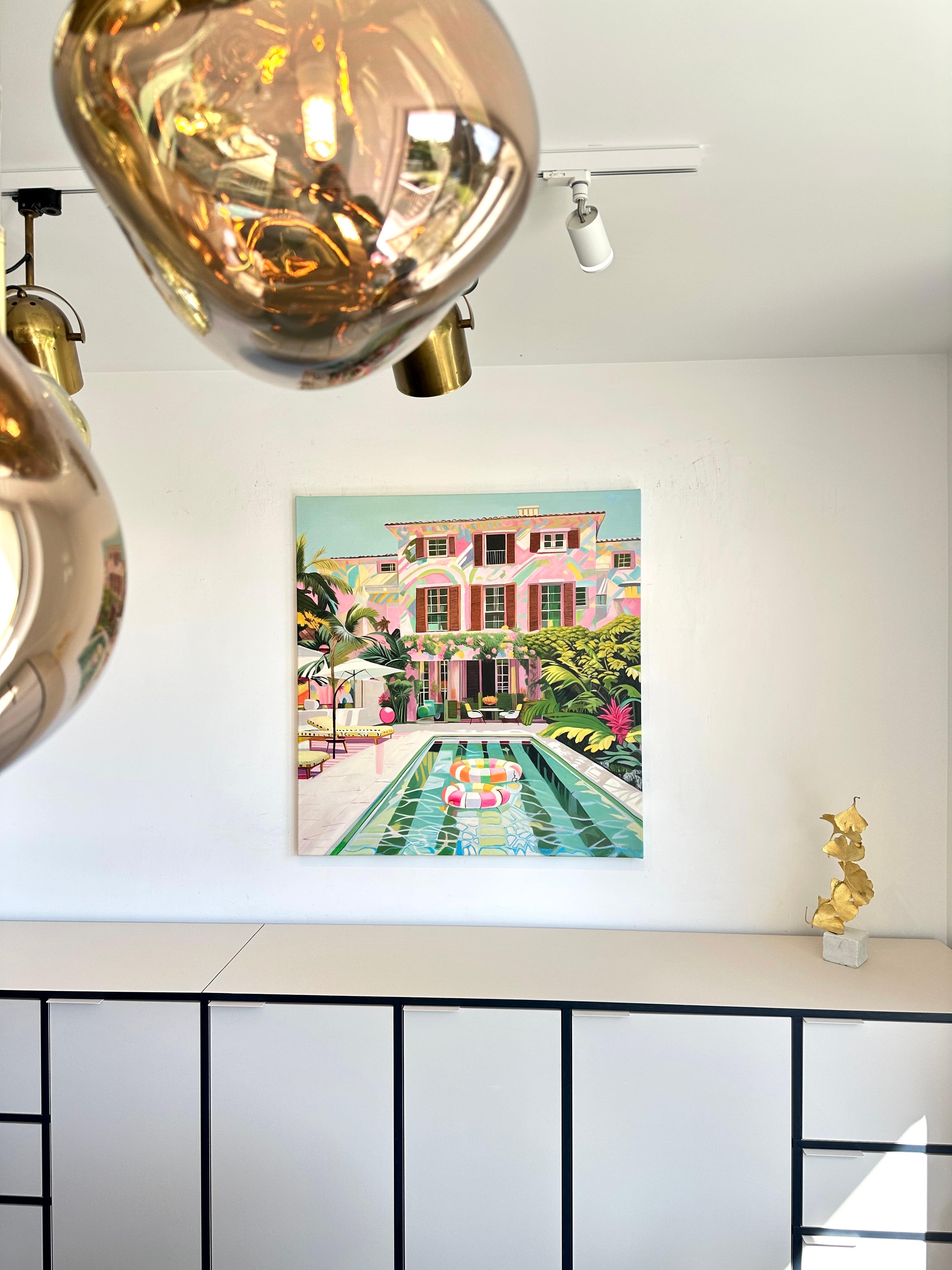 Innamorato in caduta libera - Pittura ad olio di architettura contemporanea 1