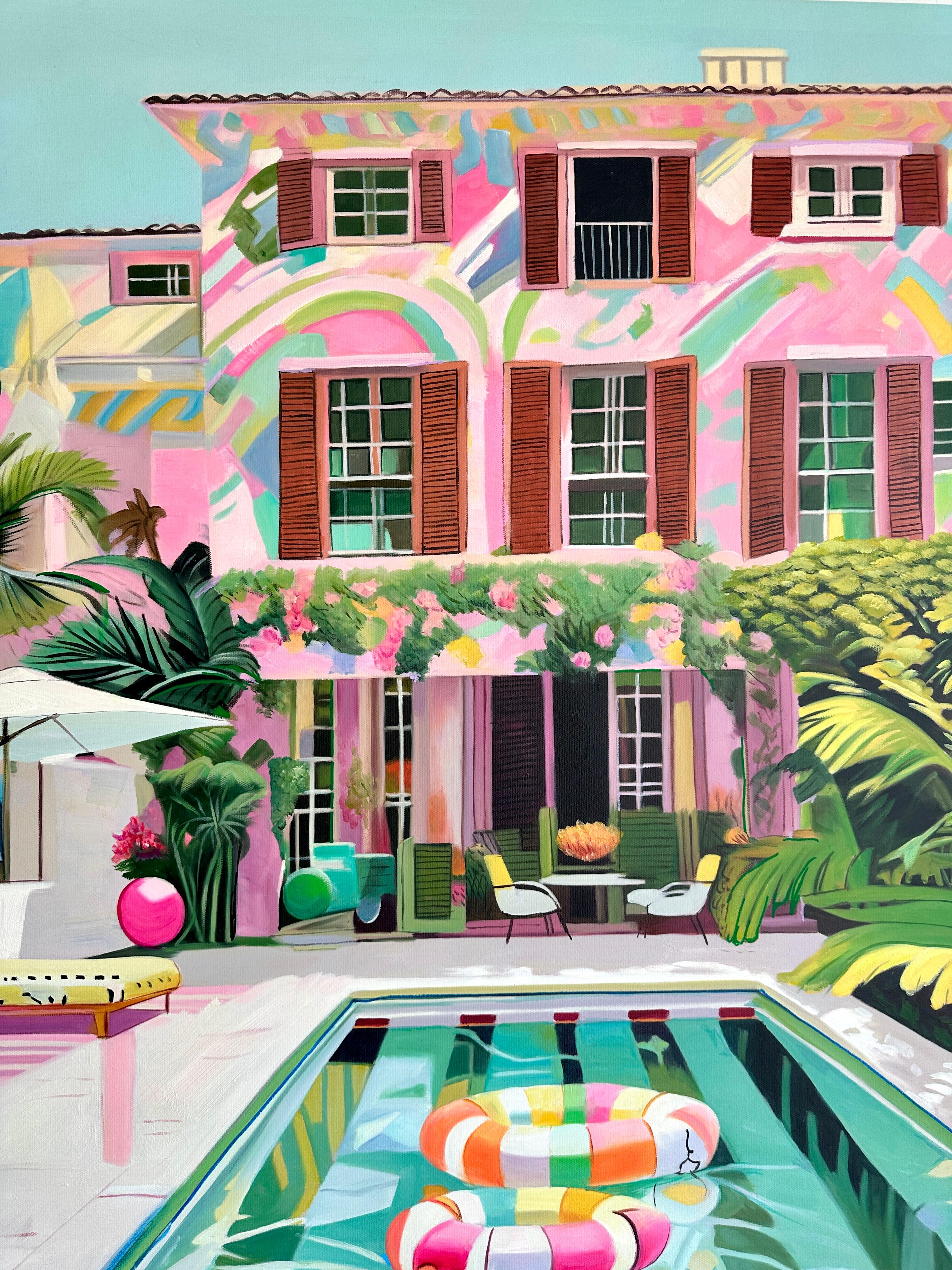 Innamorato in caduta libera - Pittura ad olio di architettura contemporanea 2