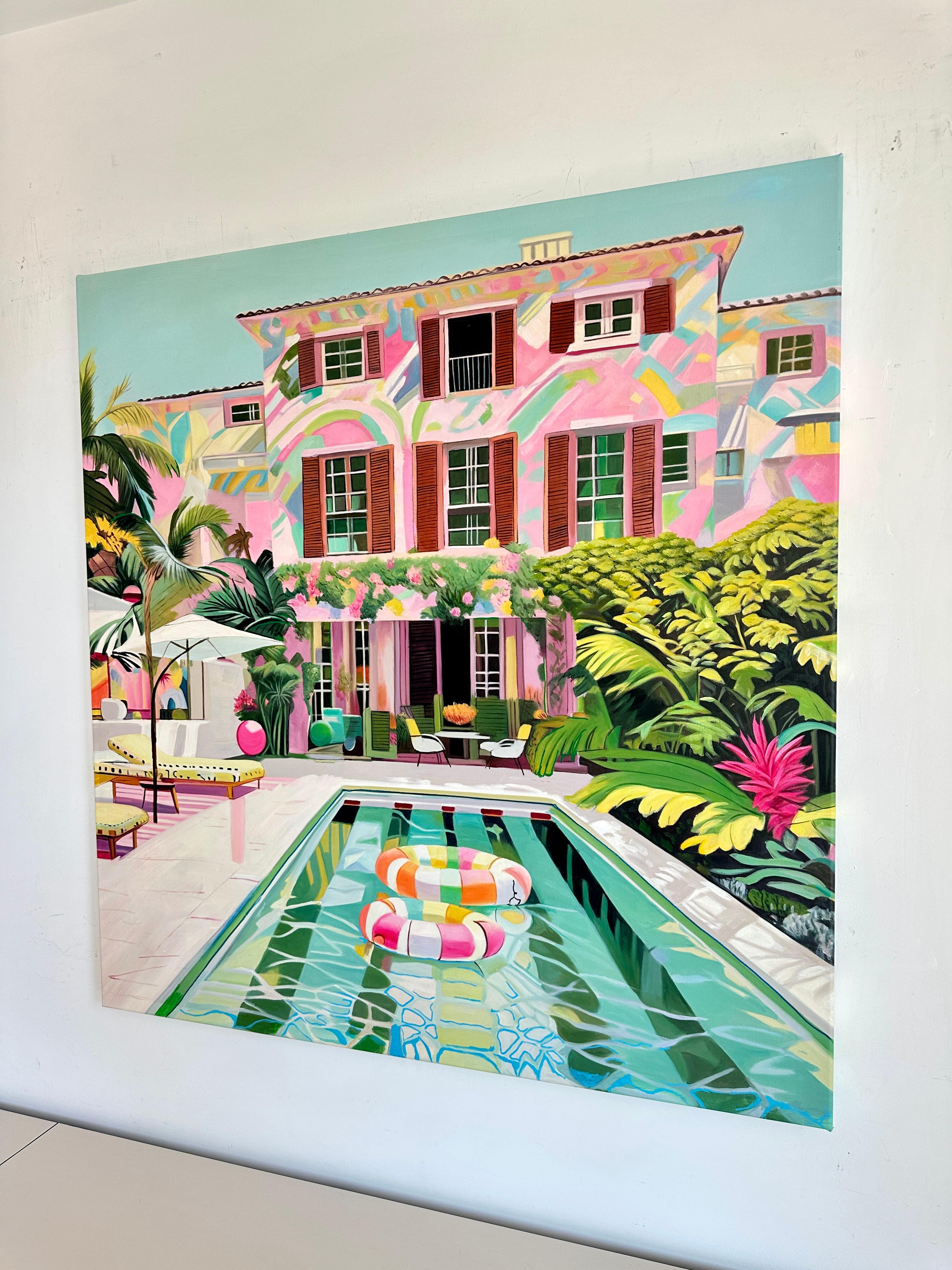 Innamorato in caduta libera - Pittura ad olio di architettura contemporanea 3