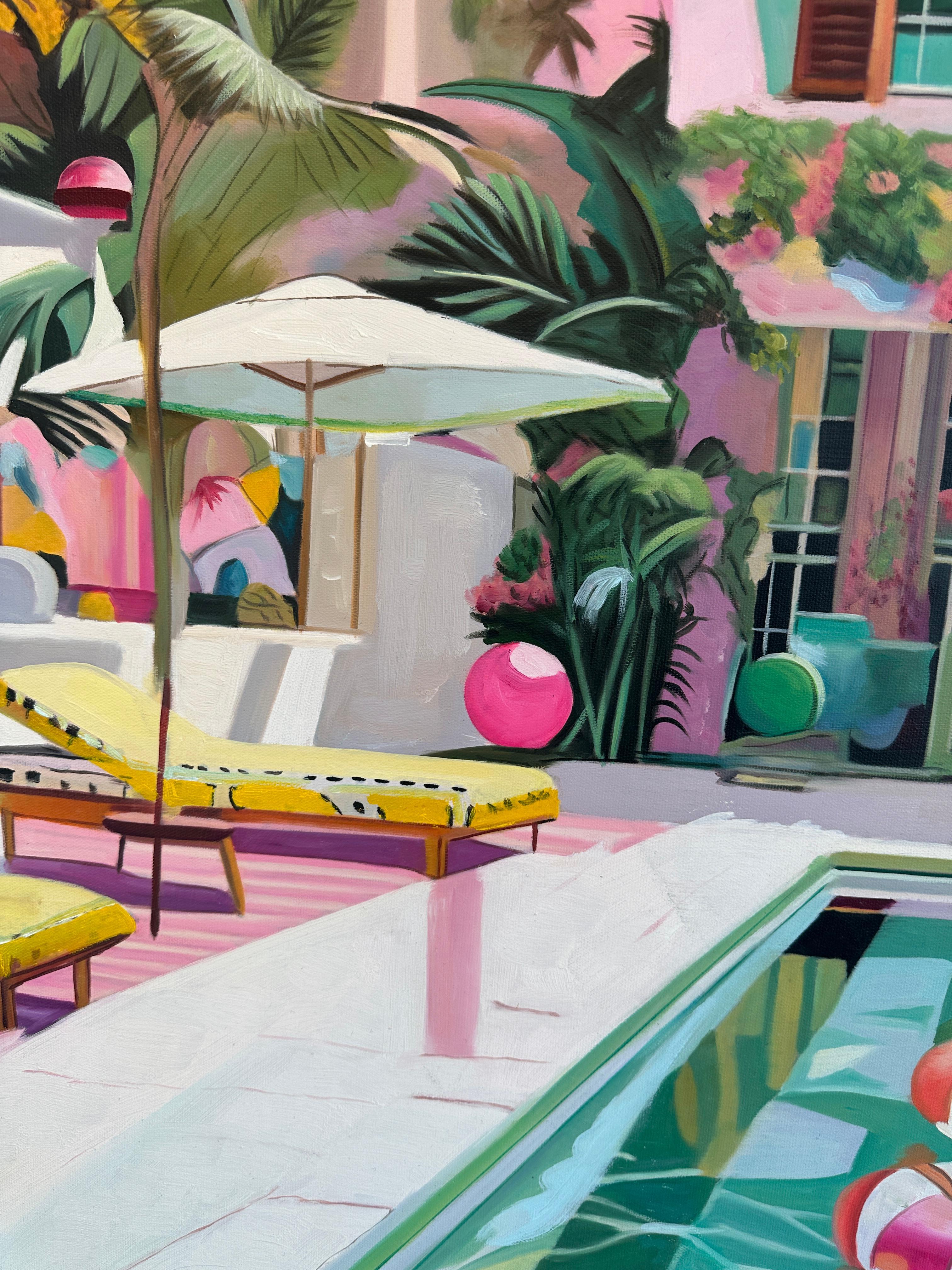 Innamorato in caduta libera - Pittura ad olio di architettura contemporanea in vendita 2
