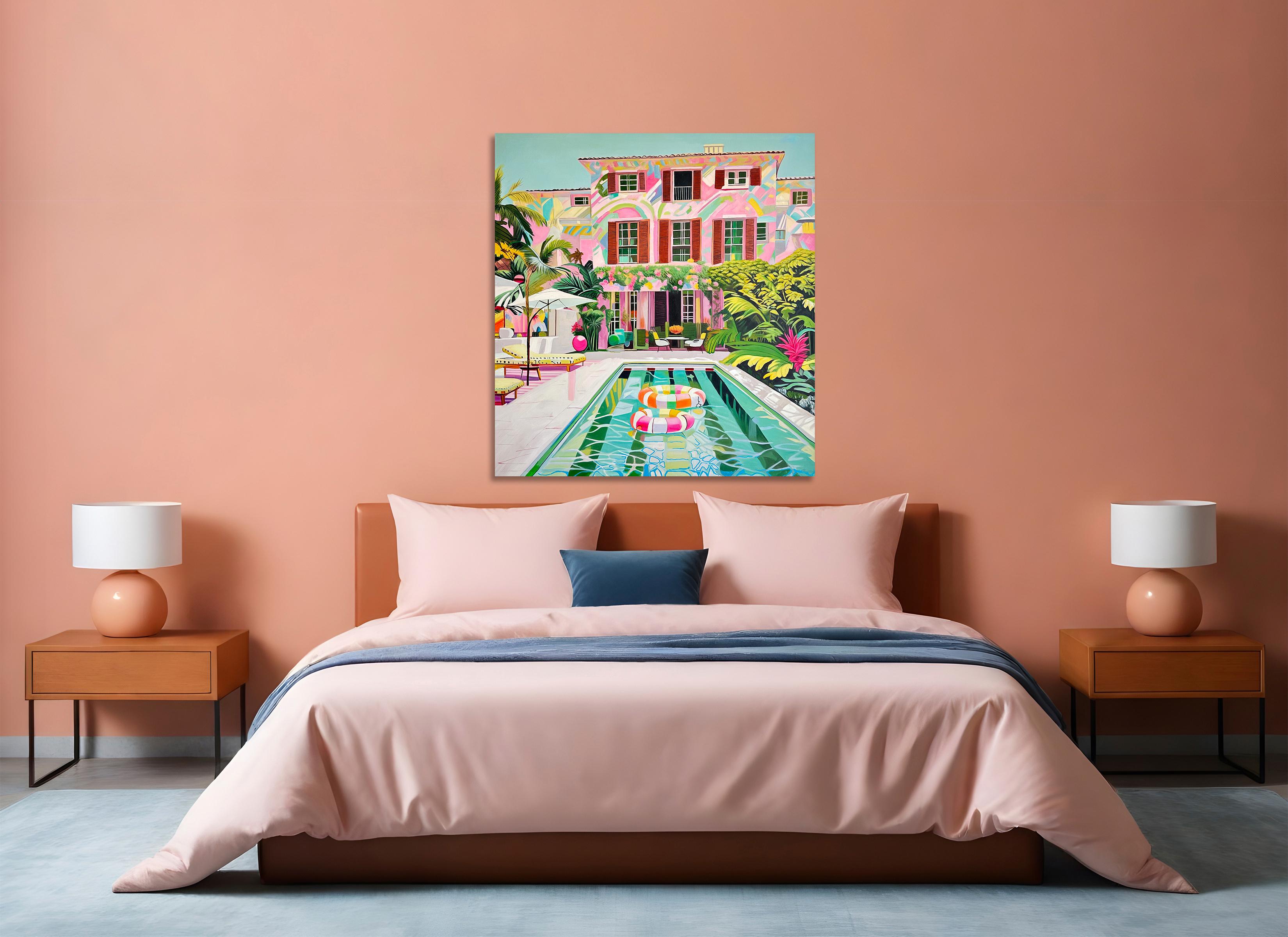 Innamorato in caduta libera - Pittura ad olio di architettura contemporanea 4
