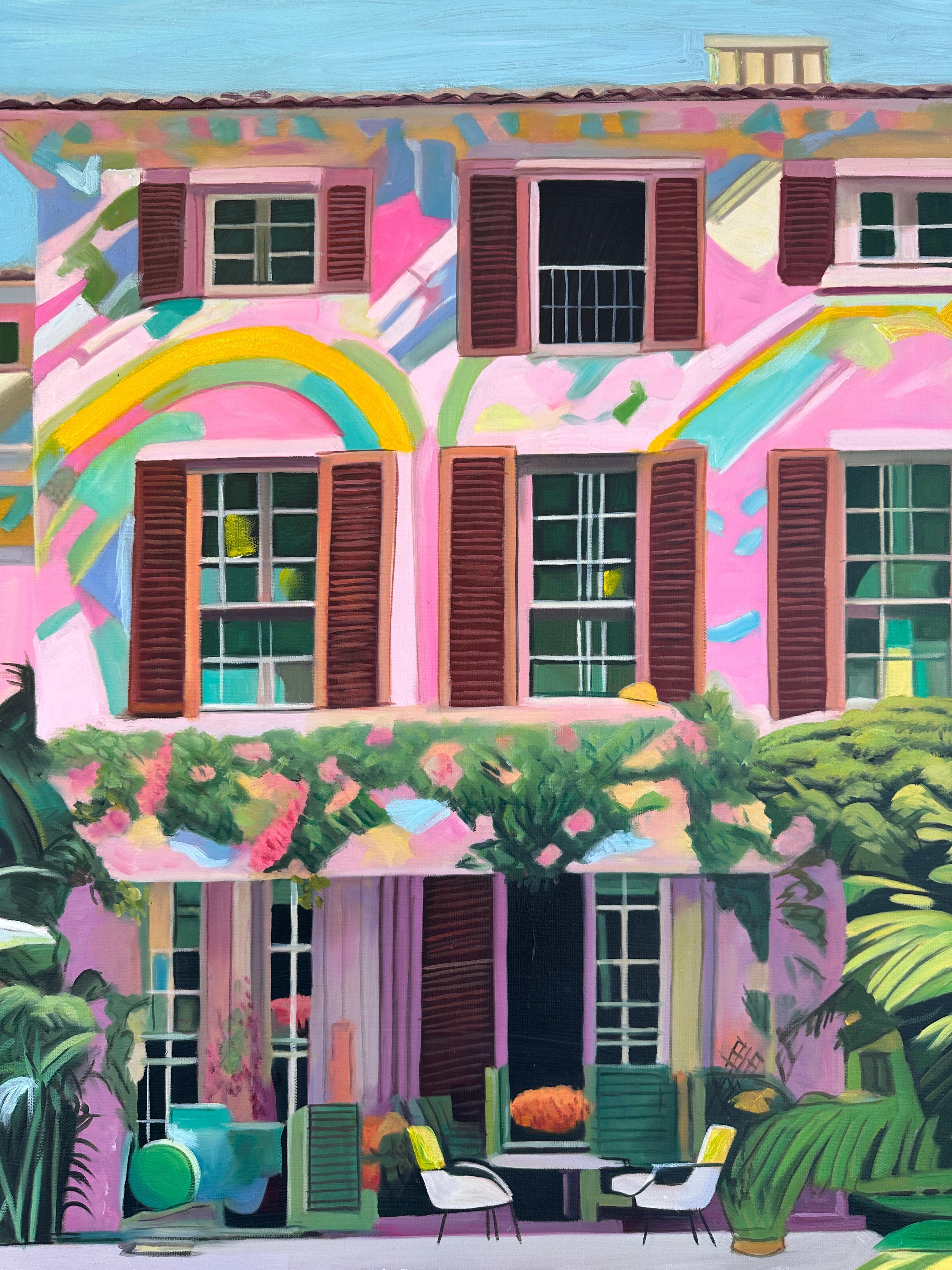 Innamorato in caduta libera - Pittura ad olio di architettura contemporanea in vendita 7