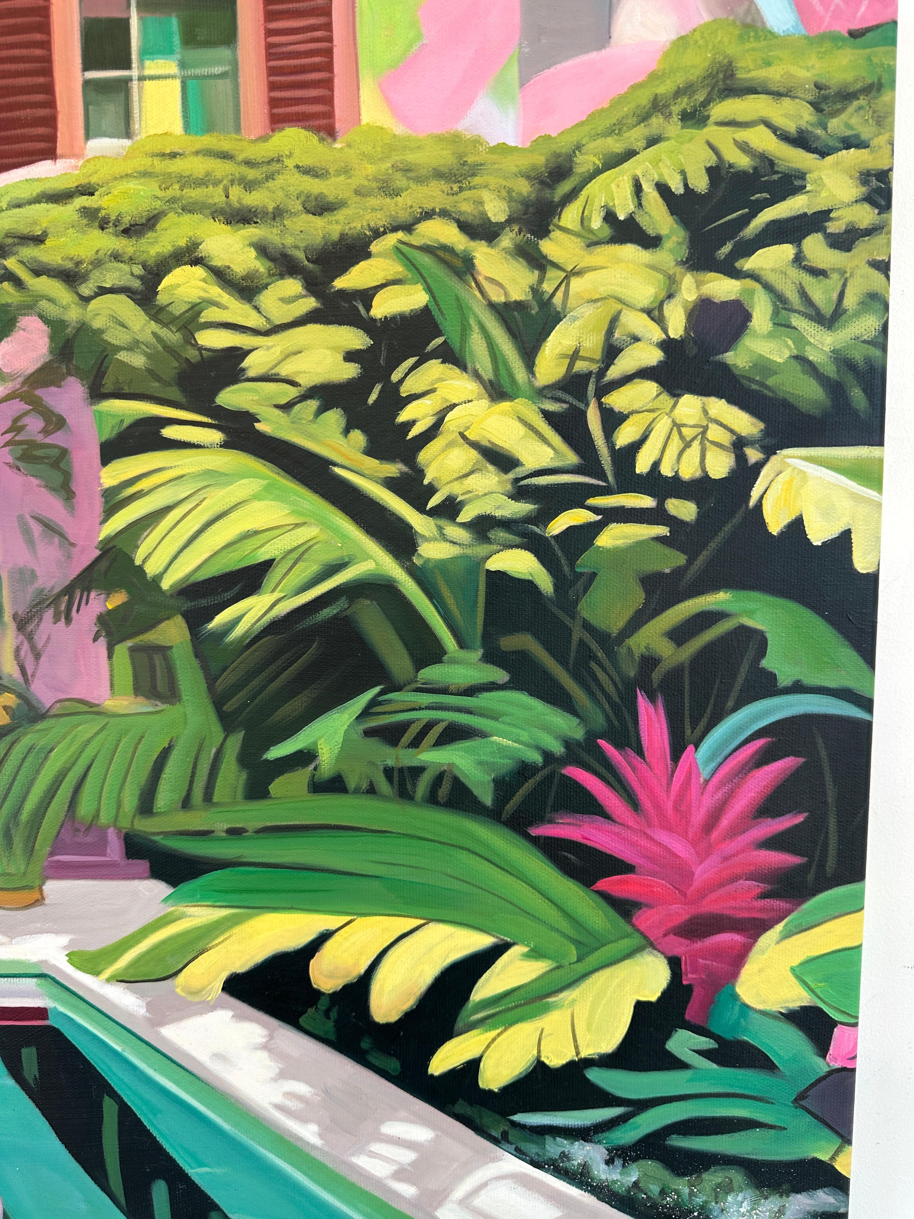 Innamorato in caduta libera - Pittura ad olio di architettura contemporanea in vendita 9
