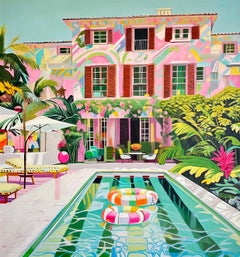Innamorato in caduta libera - Pittura ad olio di architettura contemporanea