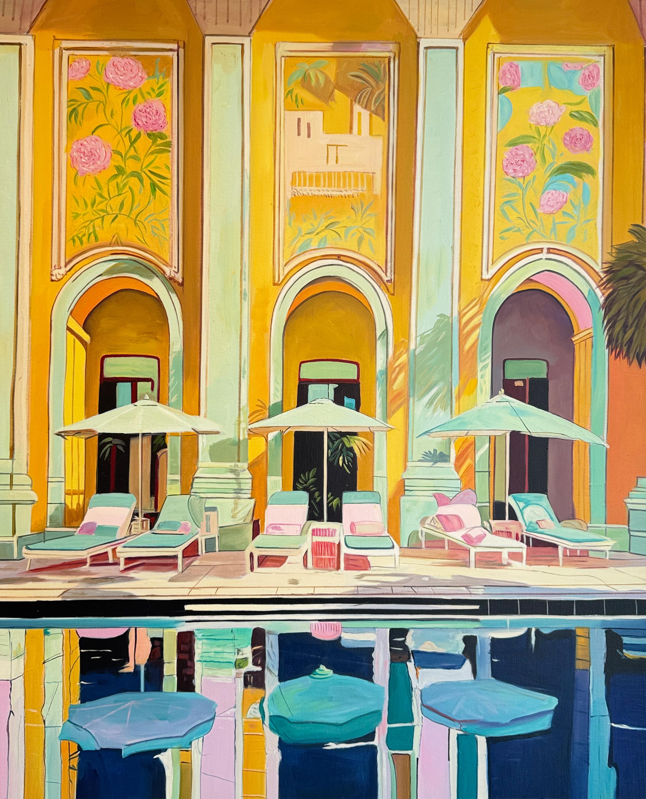 Abstract Painting Lilly Muth - Peau chauffée Eau froide - Architecture contemporaine Pool House Peinture à l'huile