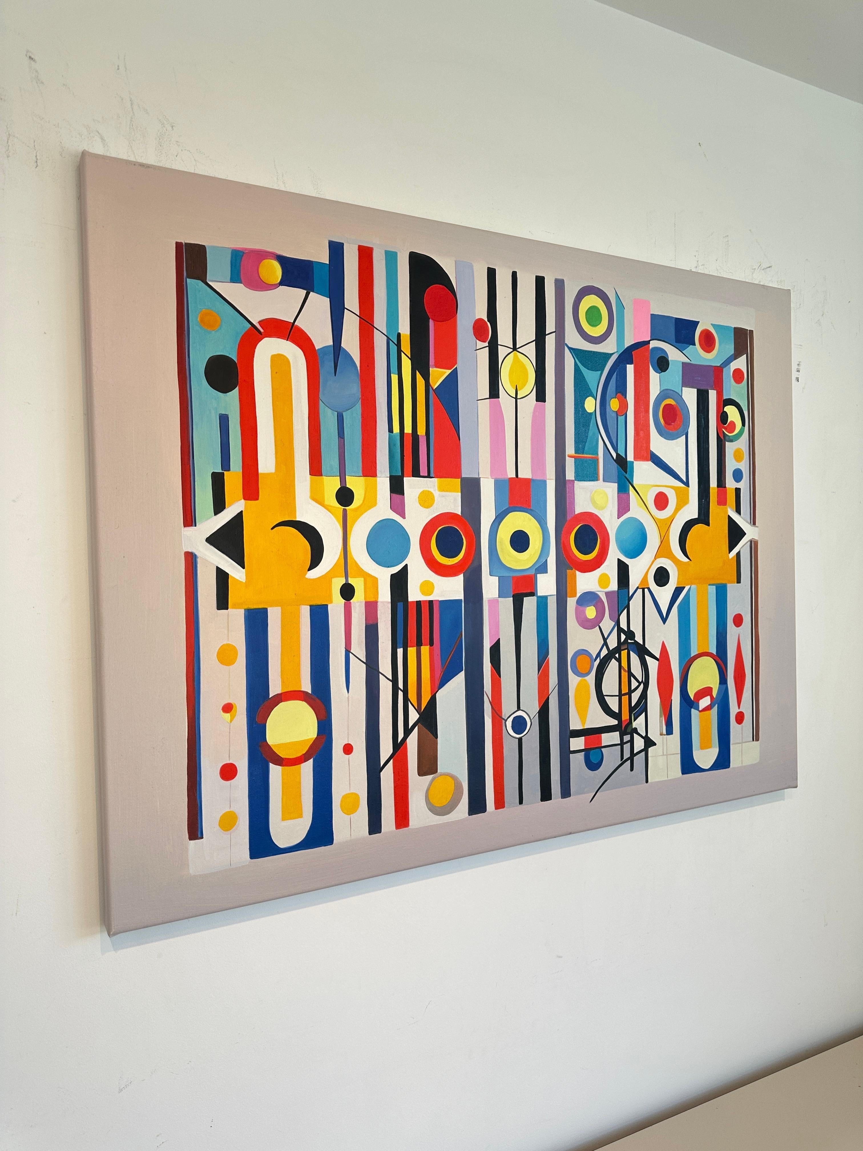 I wasn't expecting yóu - Contemporary geometric abstraction - Oil Painting For Sale 8