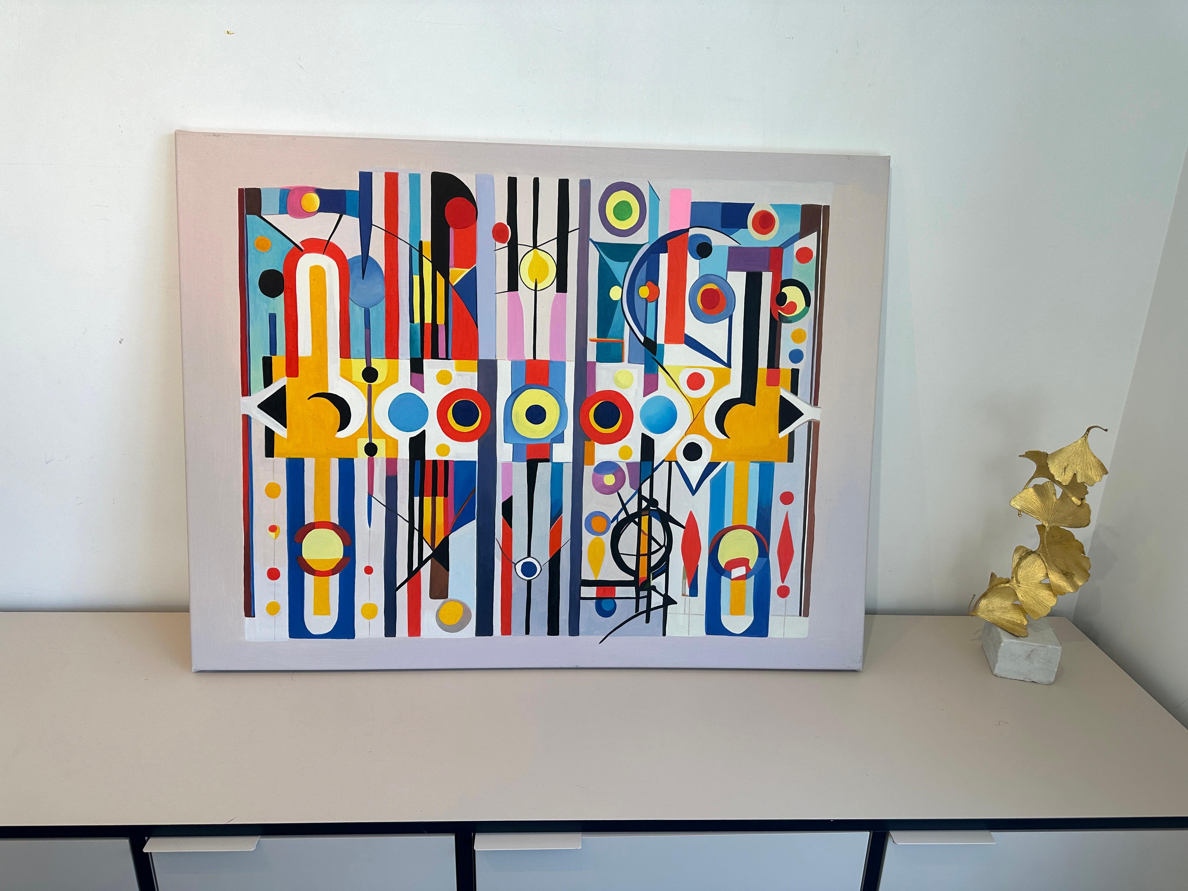 I wasn't expecting yóu - Contemporary geometric abstraction - Oil Painting For Sale 9