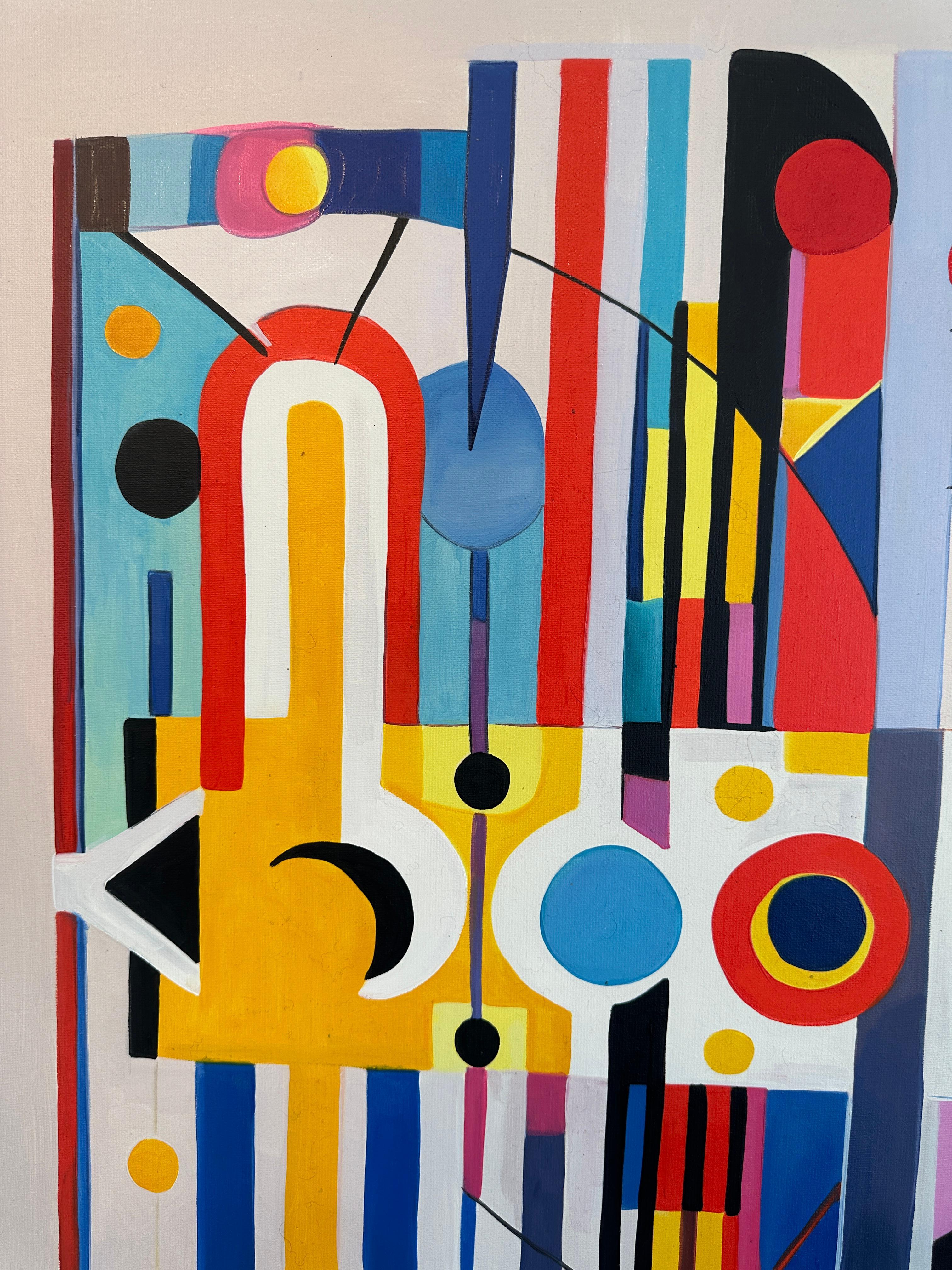 I wasn't expecting yóu - Contemporary geometric abstraction - Oil Painting For Sale 4