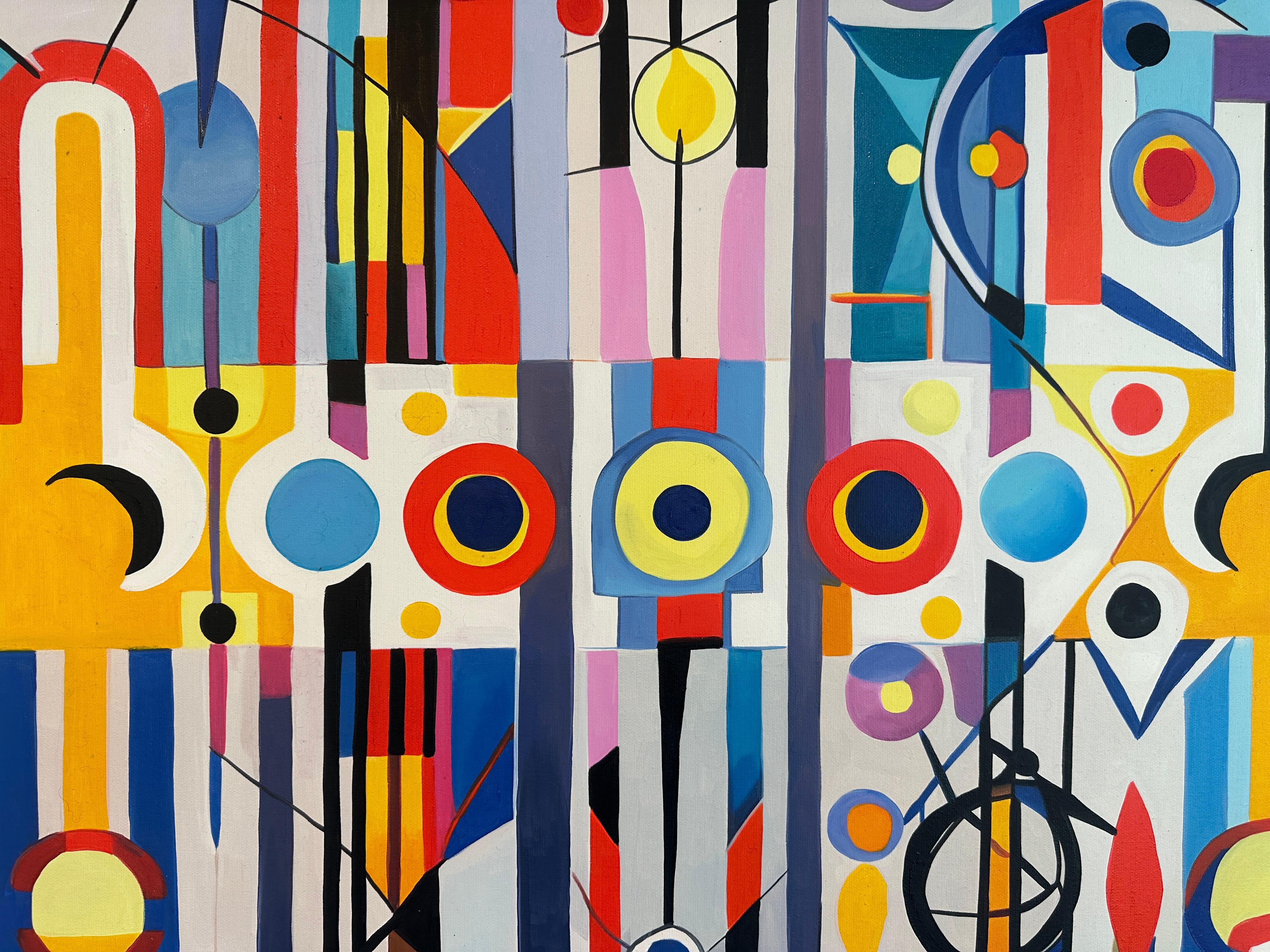 Ich habe nicht mit yuu gerechnet - Zeitgenössische geometrische Abstraktion - Ölgemälde (Beige), Abstract Painting, von Lilly Muth