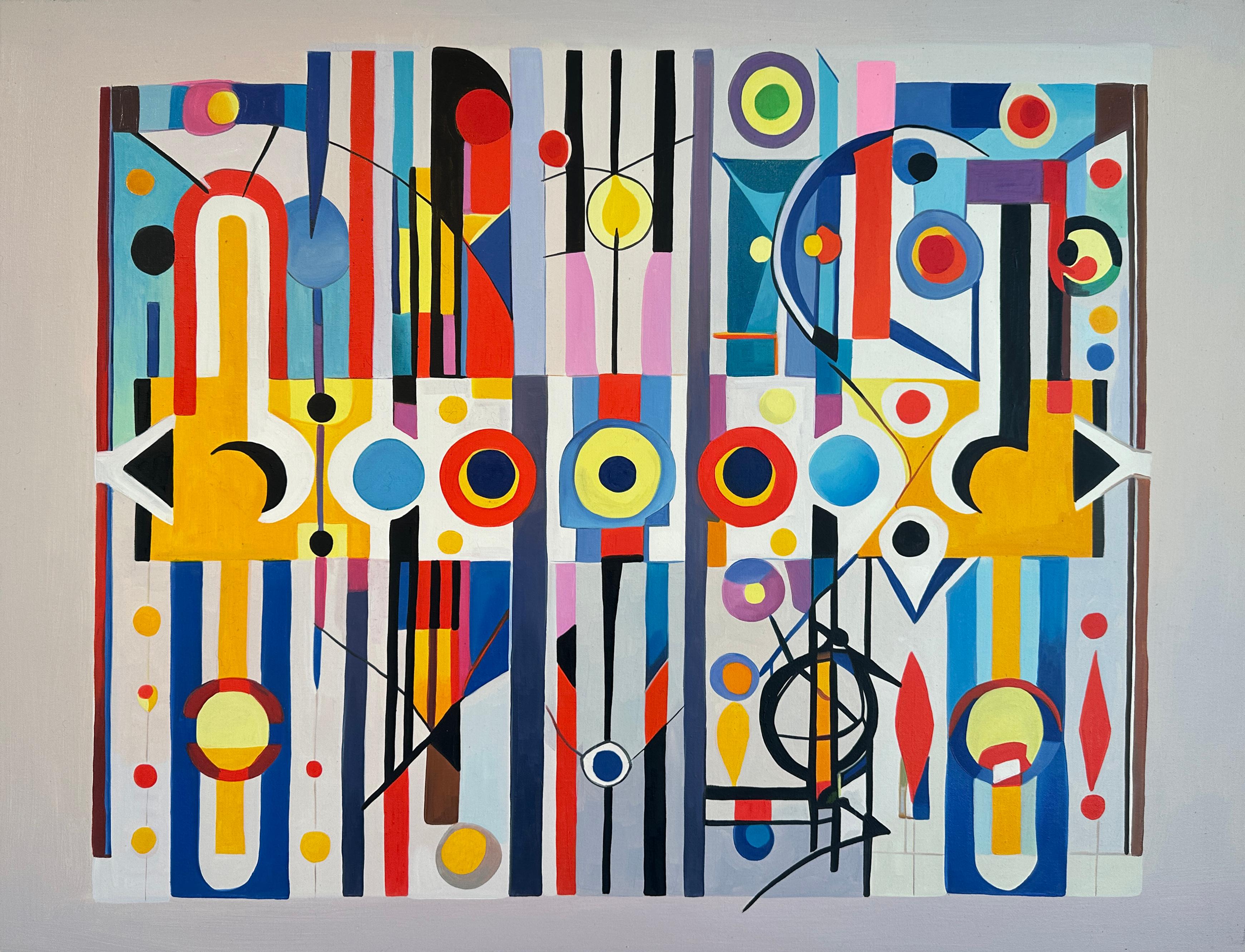 Lilly Muth Abstract Painting – Ich habe nicht mit yuu gerechnet - Zeitgenössische geometrische Abstraktion - Ölgemälde