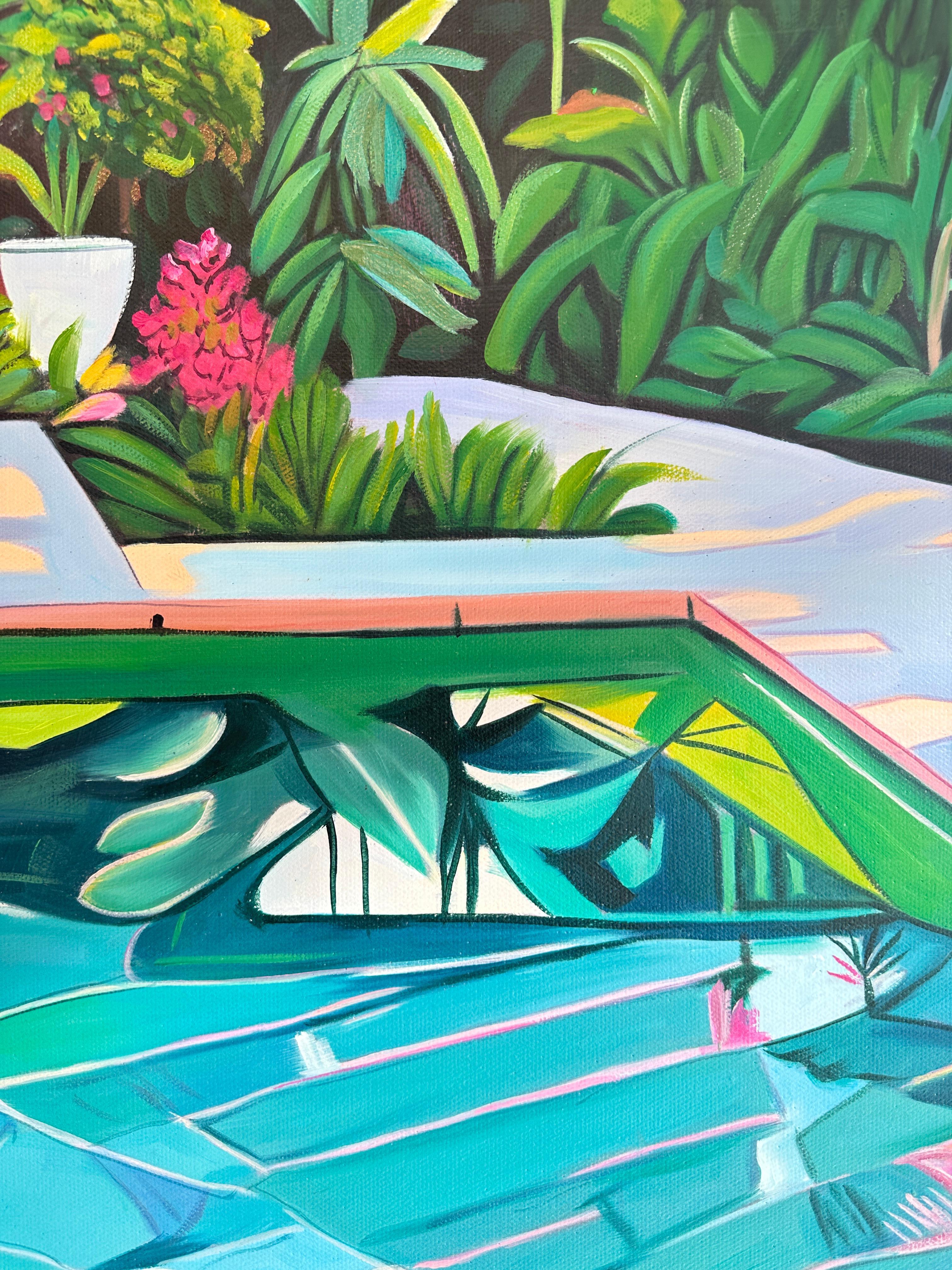 Sogniamo insieme - Pittura ad olio di architettura contemporanea - Painting Contemporaneo di Lilly Muth