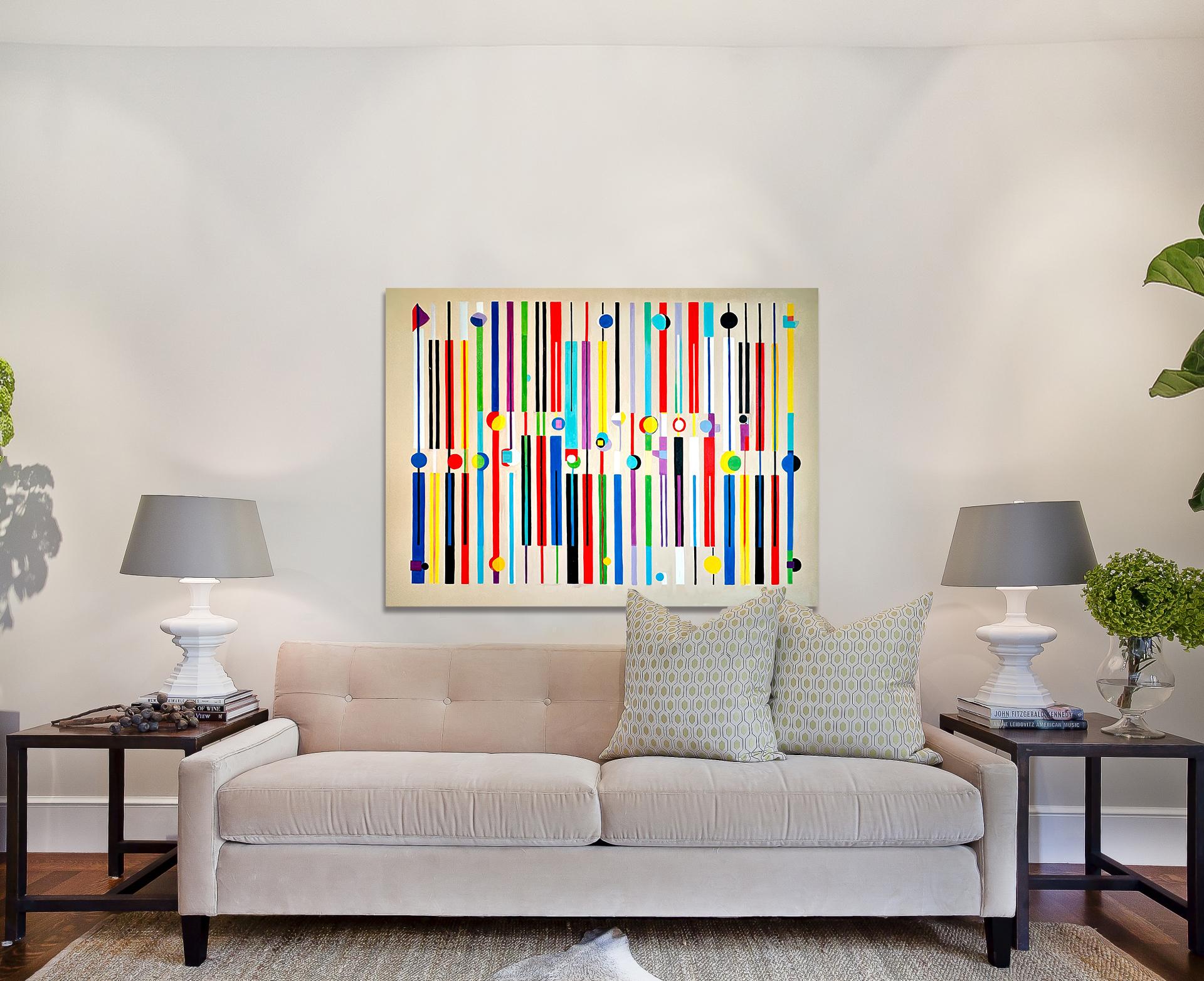 Love Adventures  - Contemporary geometric colorful abstract - Oil Painting For Sale 12