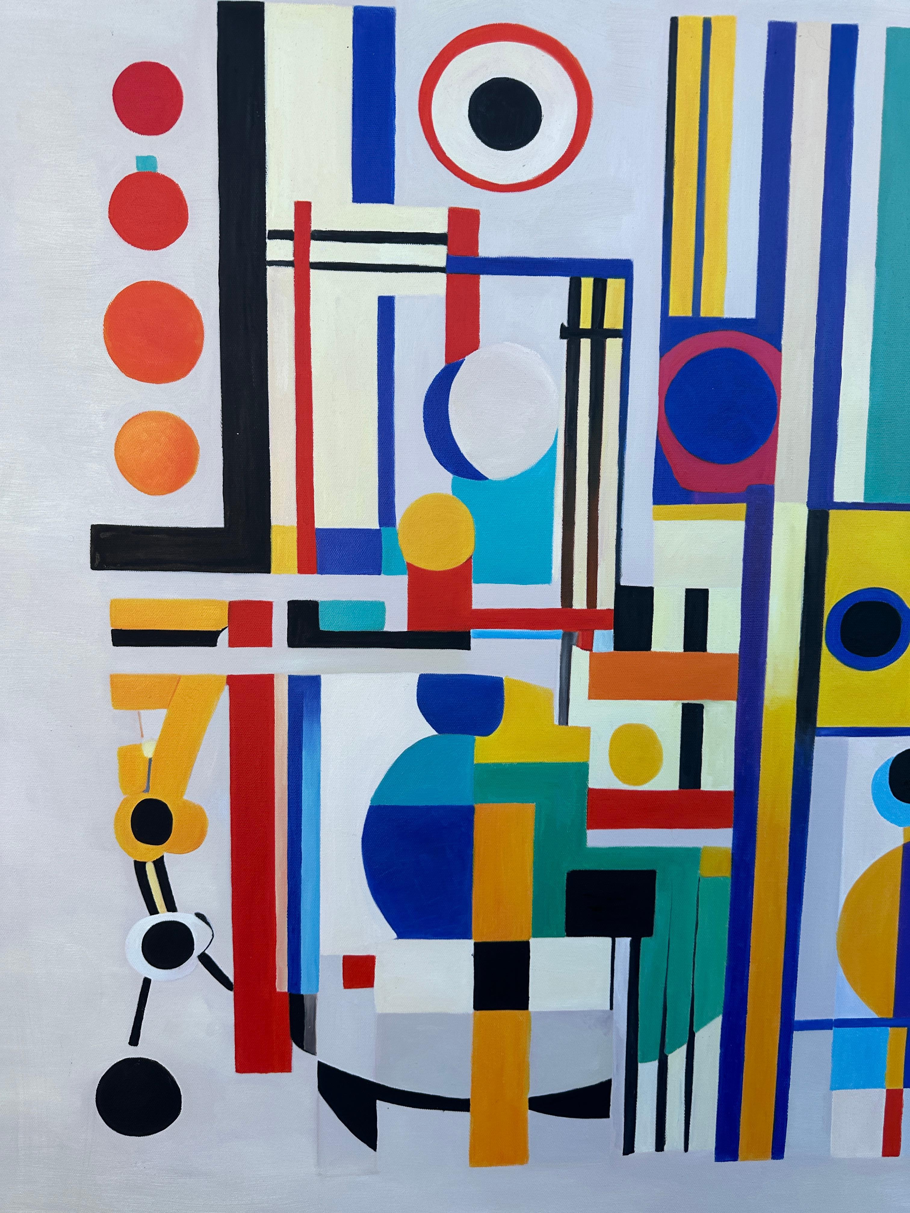 Loving Life Lilly Muth - Zeitgenössische geometrische Abstraktion - Ölgemälde im Angebot 10