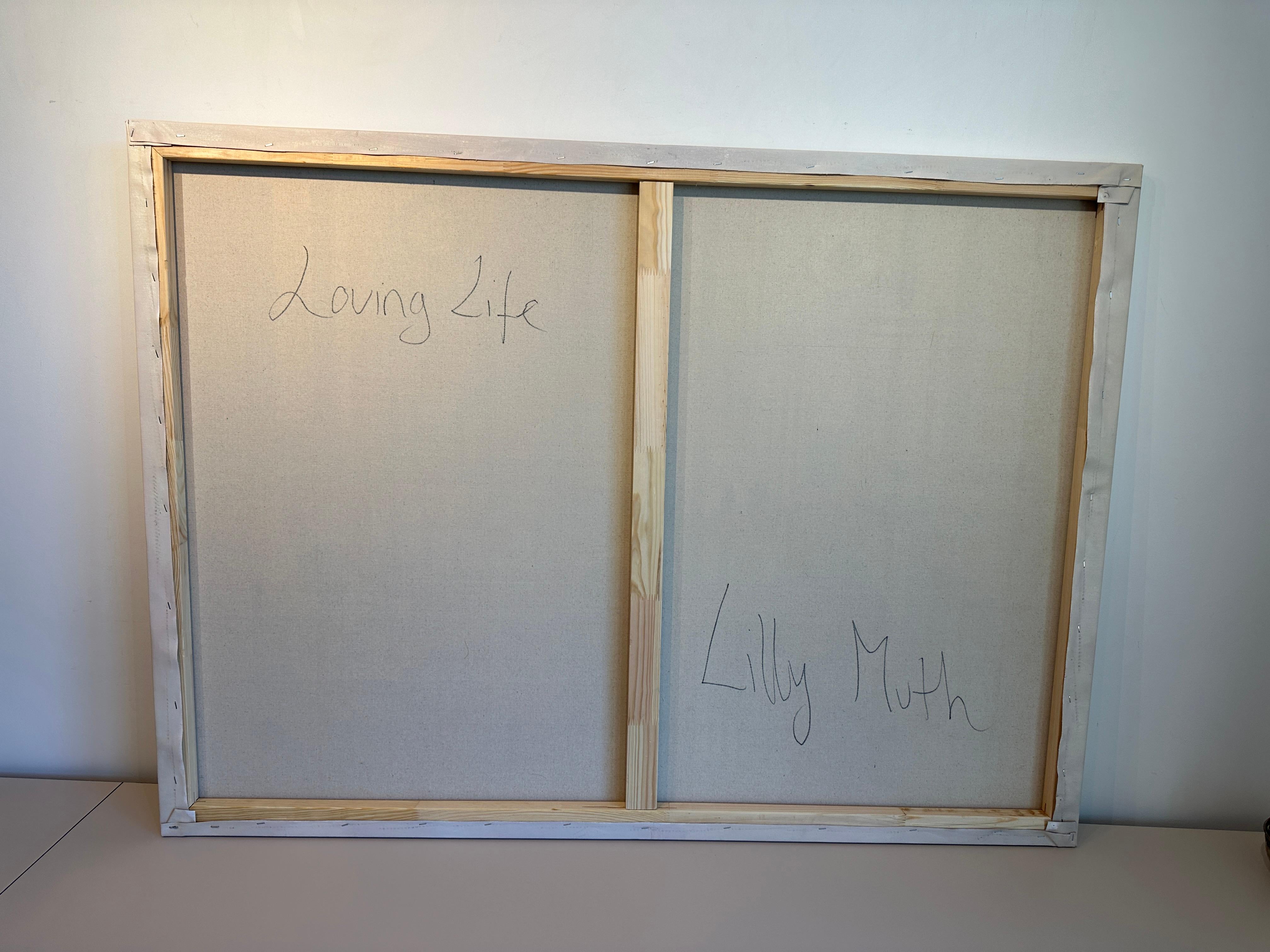 Loving Life Lilly Muth - Zeitgenössische geometrische Abstraktion - Ölgemälde im Angebot 13