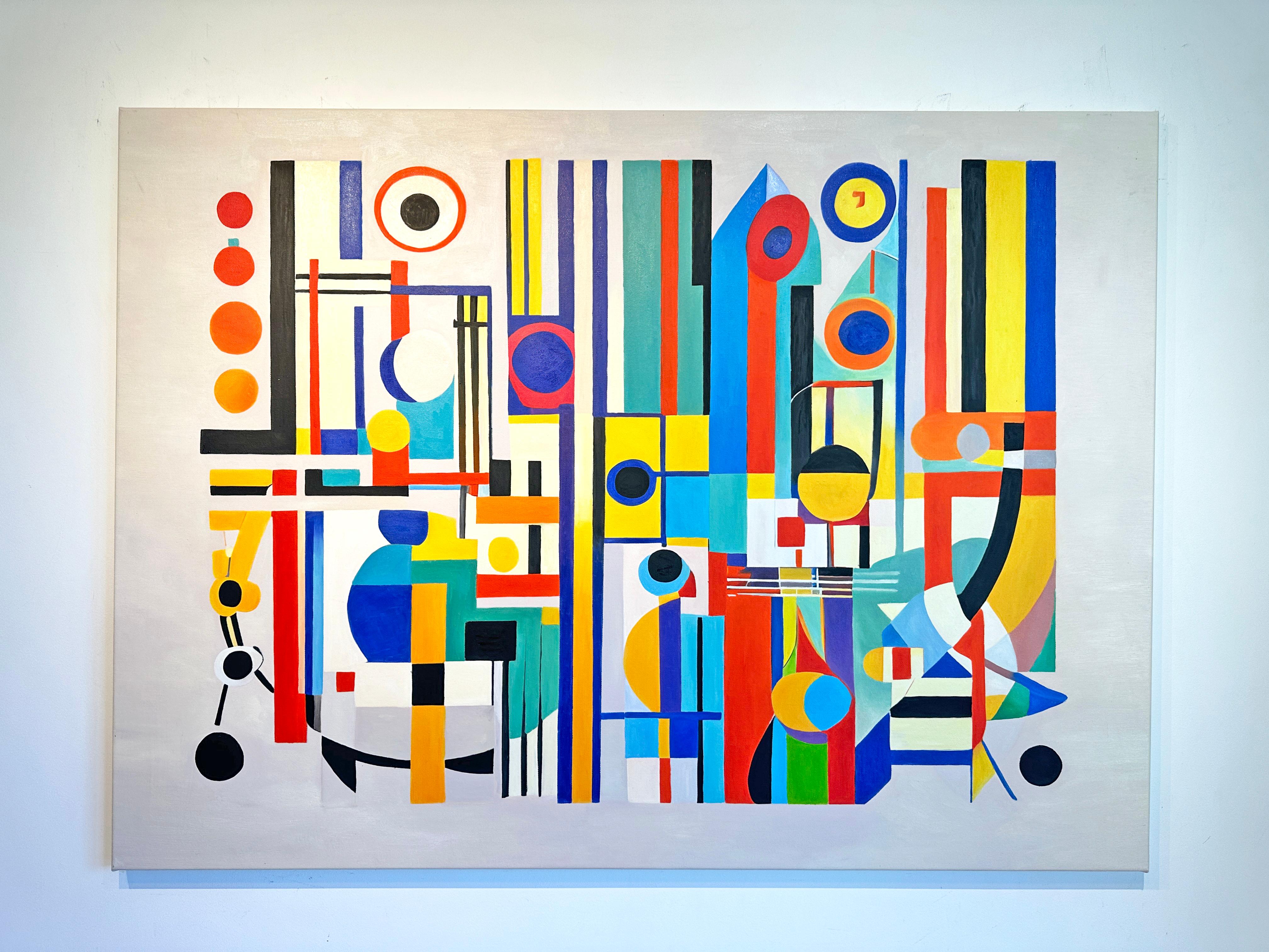 Loving Life Lilly Muth - Zeitgenössische geometrische Abstraktion - Ölgemälde im Angebot 2