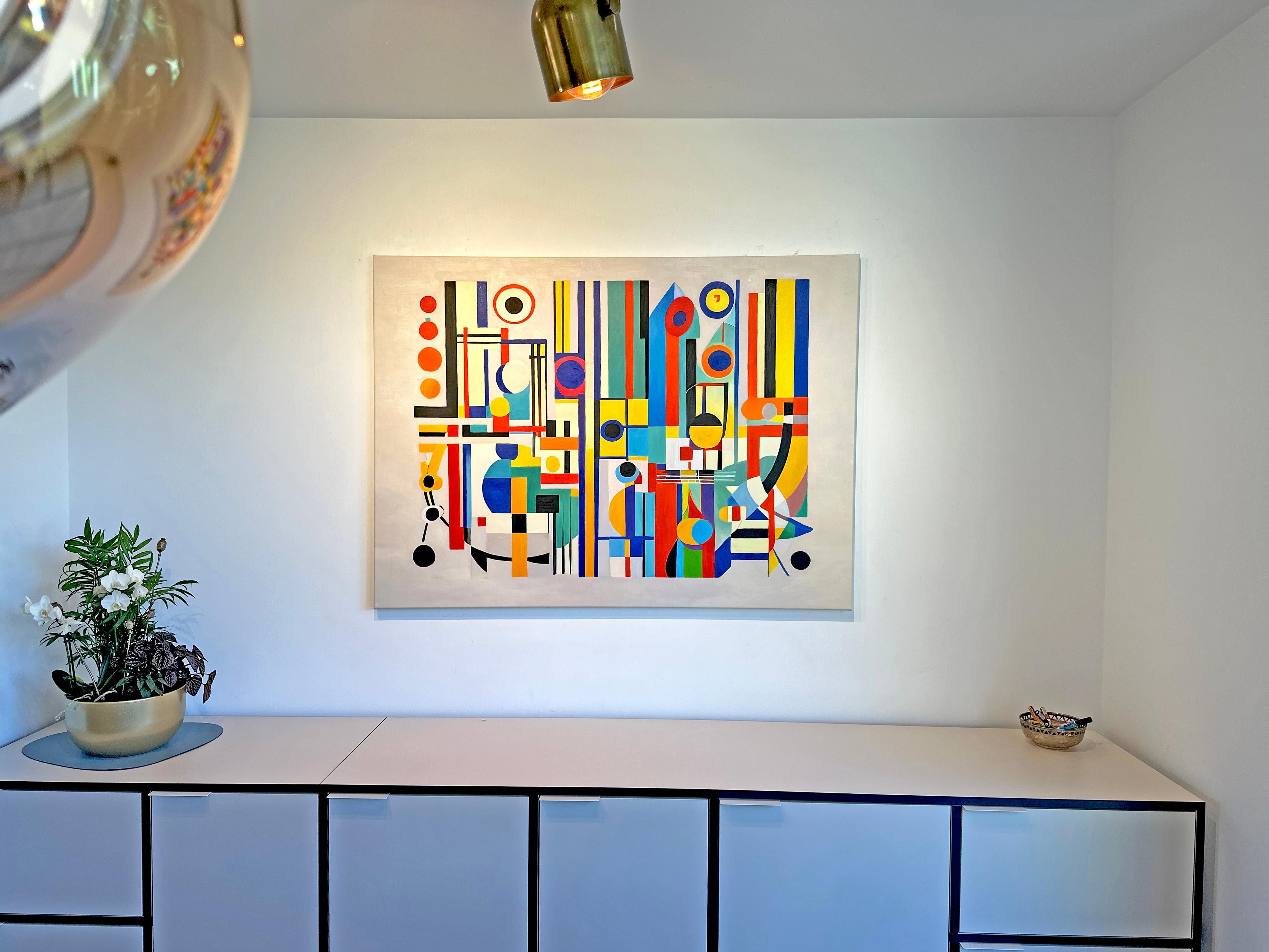 Loving Life Lilly Muth - Zeitgenössische geometrische Abstraktion - Ölgemälde im Angebot 4
