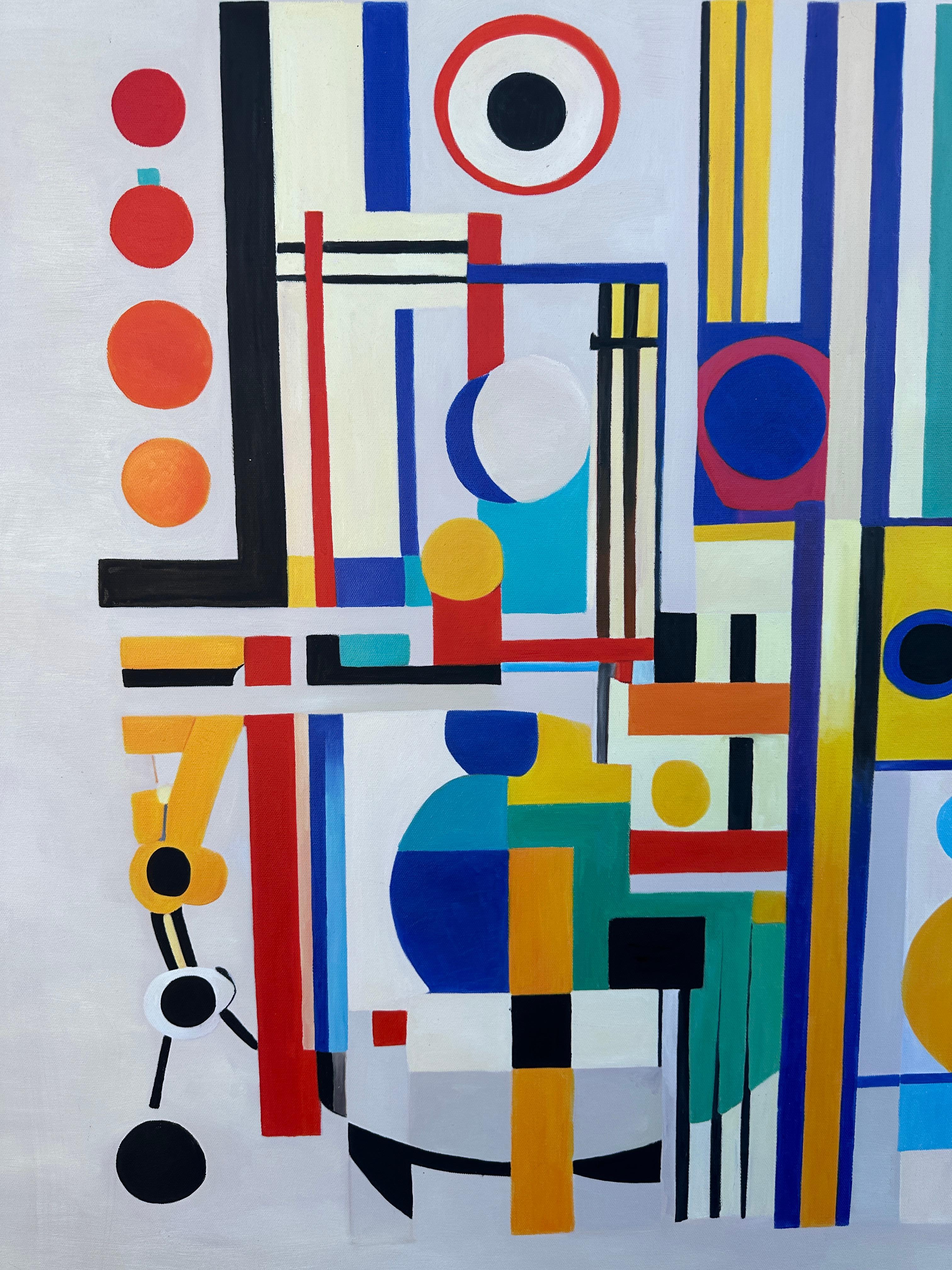 Loving Life Lilly Muth - Zeitgenössische geometrische Abstraktion - Ölgemälde im Angebot 5