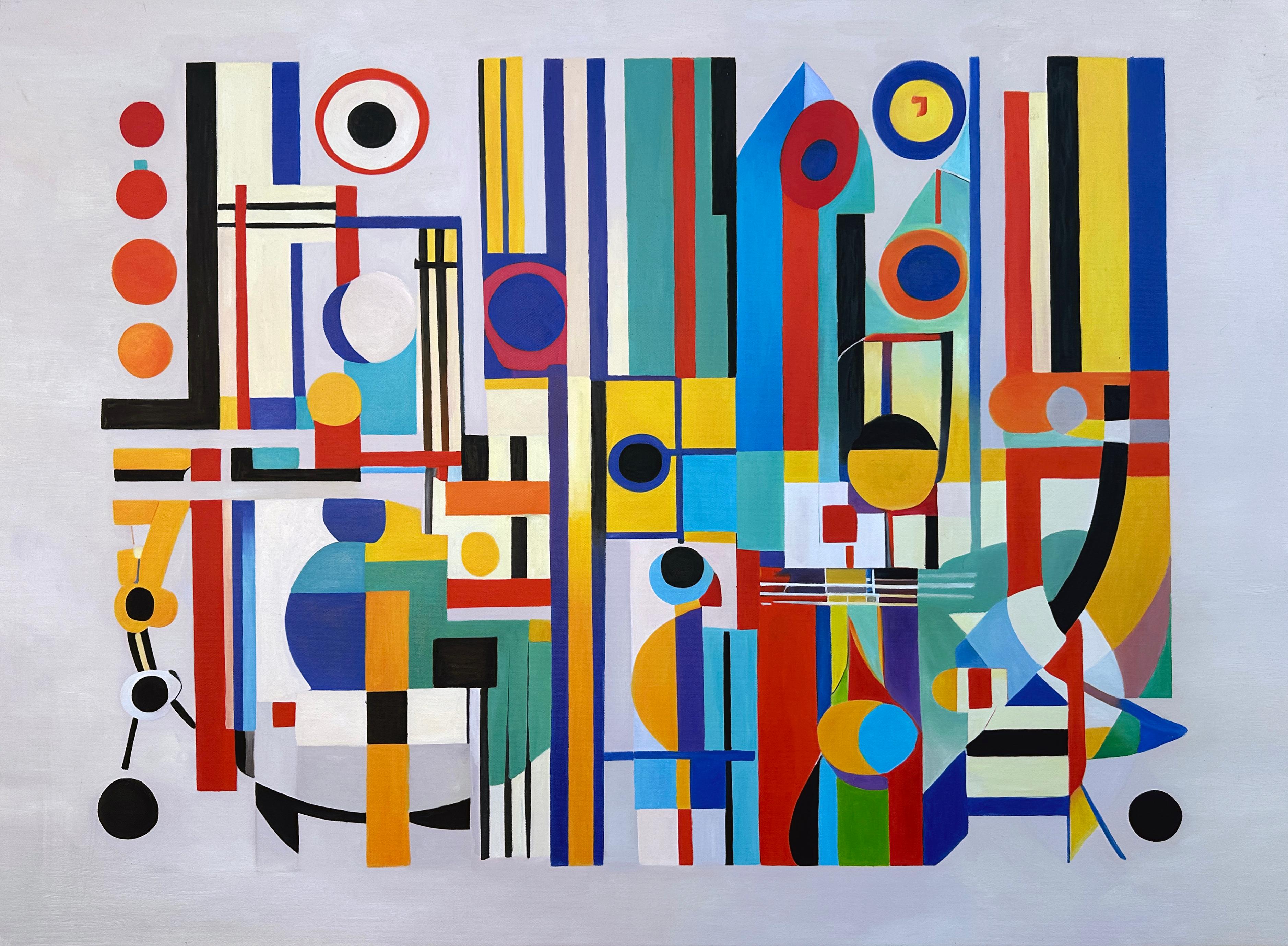 Die geometrischen Abstraktionen von Lilly Muth sind farbenfrohe Werke voller Figuren, die den Raum, die Entfernung, die Form, die Größe und die relative Position der Figuren berücksichtigen. Ihre Farbgebung ist kühn und doch zeitgemäß, und ihre