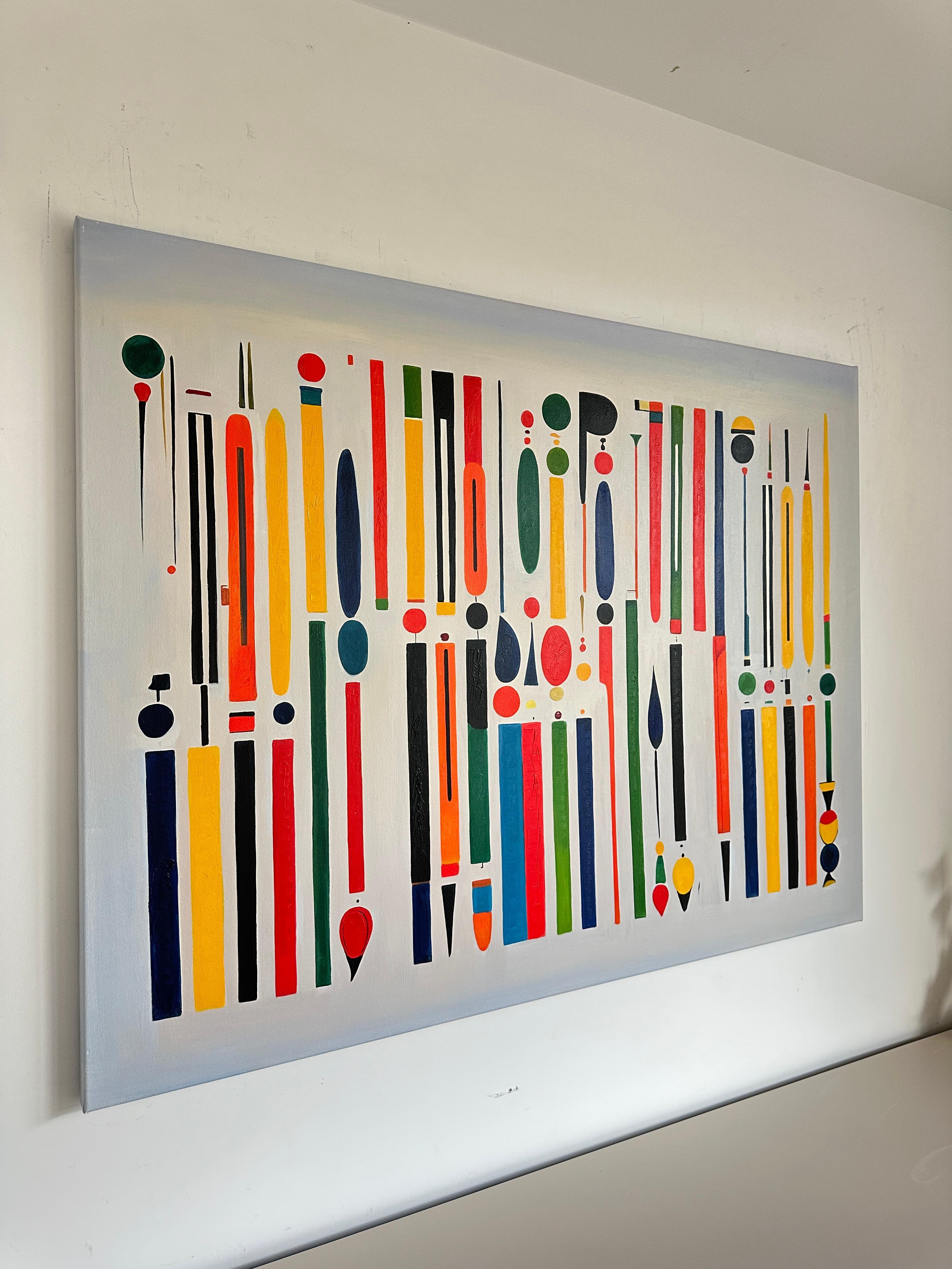 Il mio cuore batte troppo veloce - Astrazione geometrica contemporanea - Pittura ad olio in vendita 7