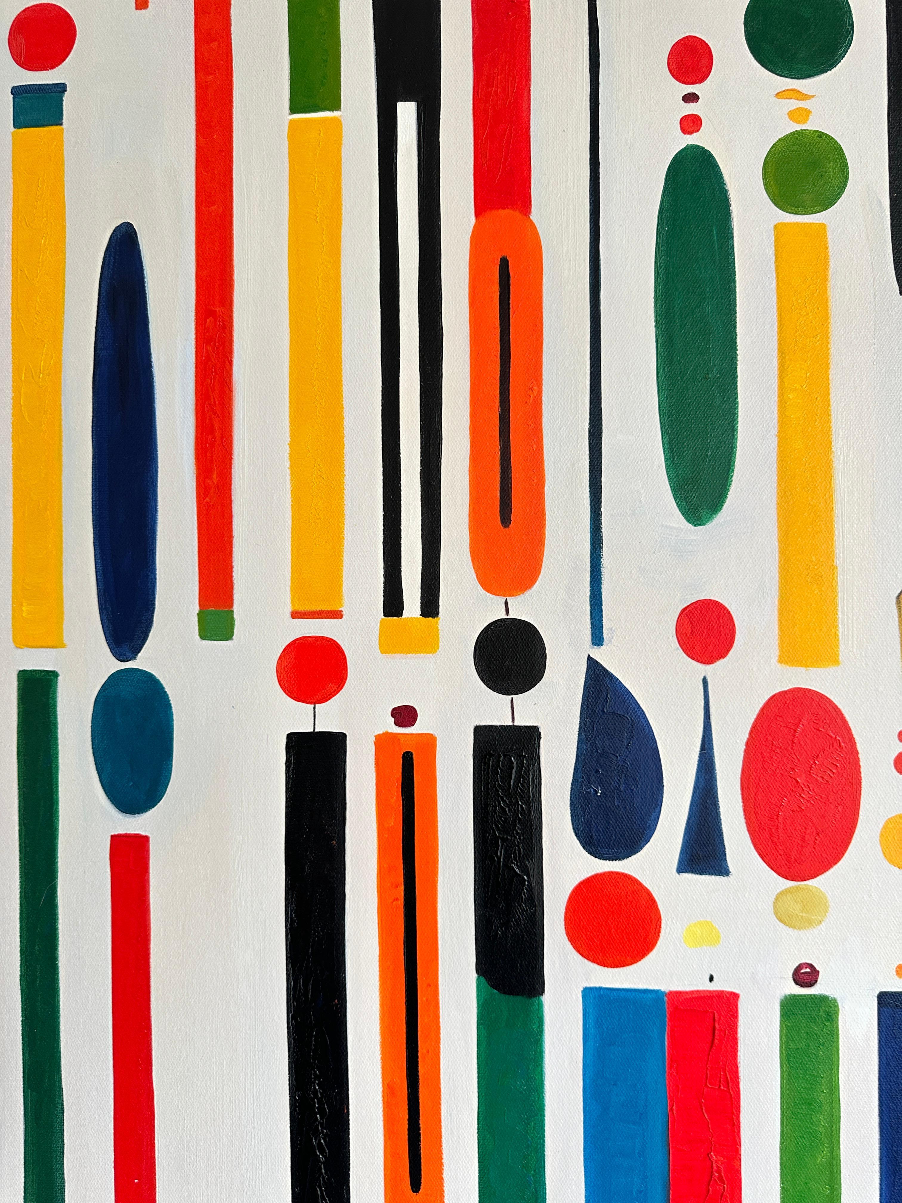 Il mio cuore batte troppo veloce - Astrazione geometrica contemporanea - Pittura ad olio in vendita 8