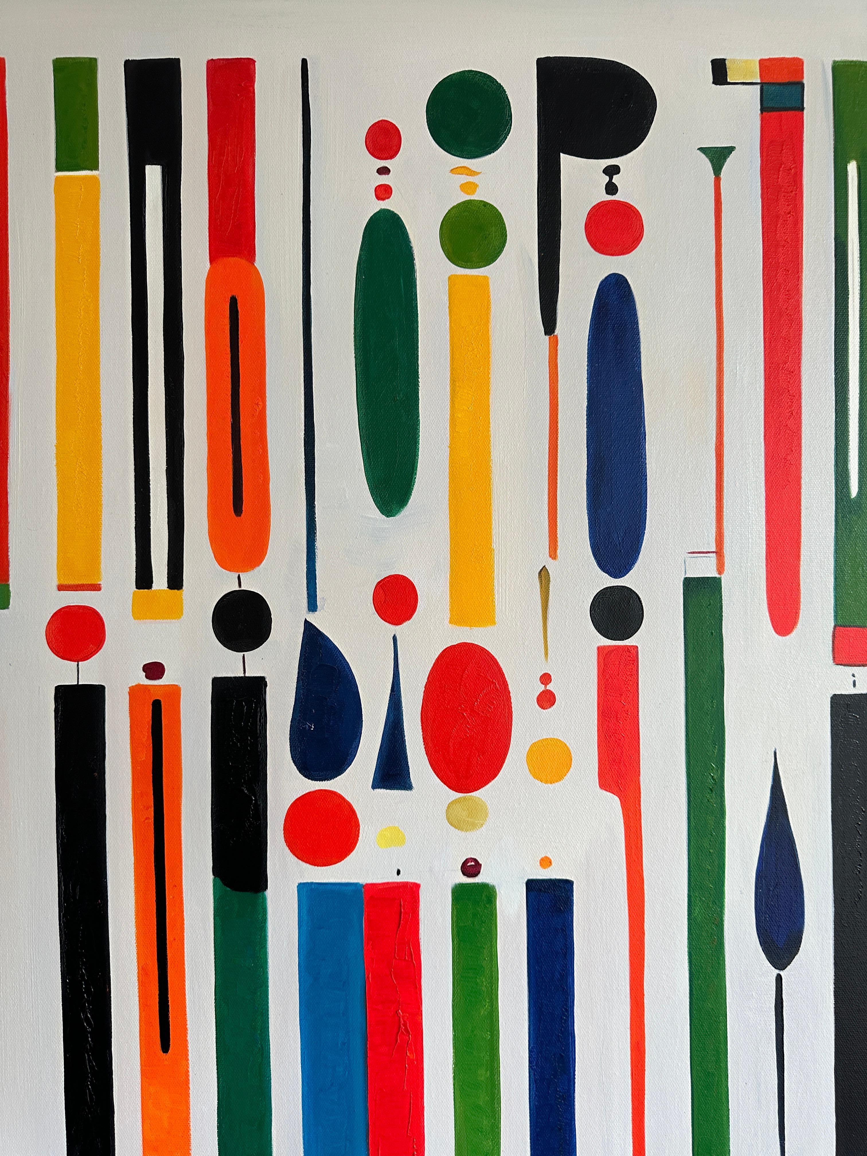 Il mio cuore batte troppo veloce - Astrazione geometrica contemporanea - Pittura ad olio in vendita 1
